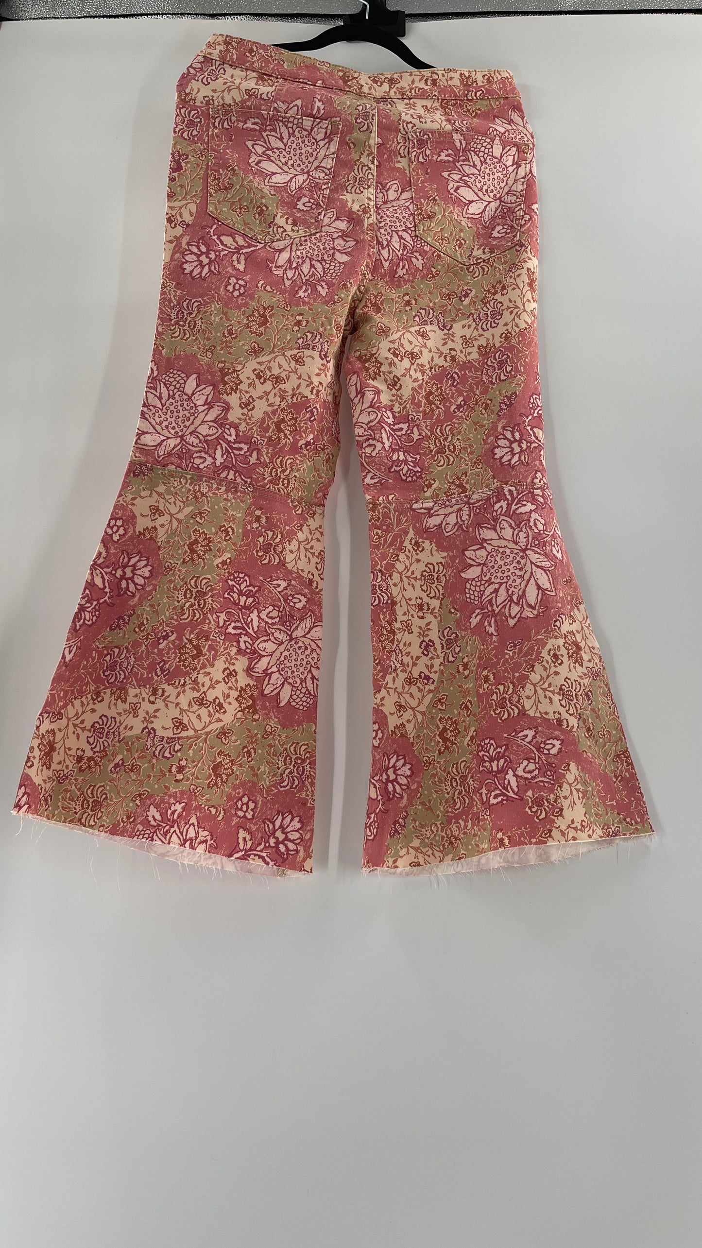 Free People Youthquake Pink Floral Flare Bell Bottoms (30)