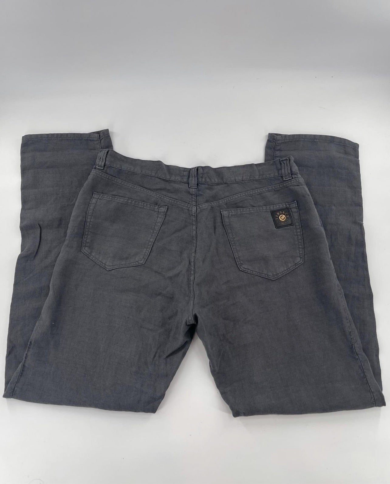Versace 100% Linen Grey Straight Legs (Sz 40)