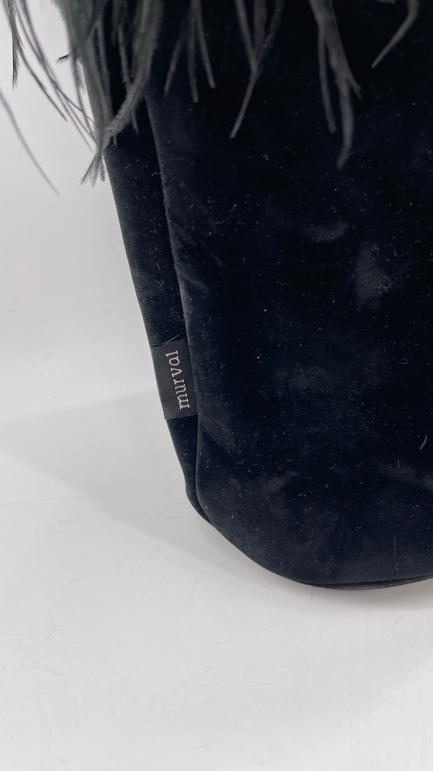 Vintage 1990s Black Ostrich Feather Bag
