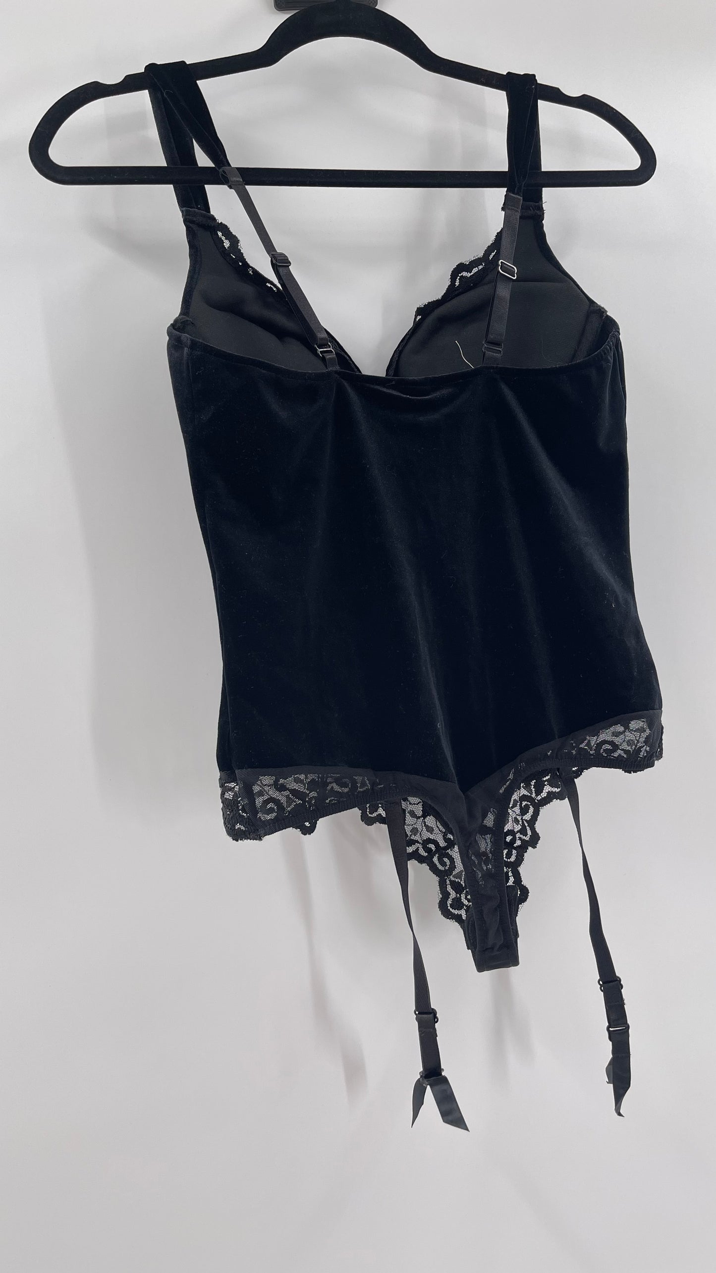Deadstock Vintage Victoria’s Secret Black Velvet Corseted Body (Large)