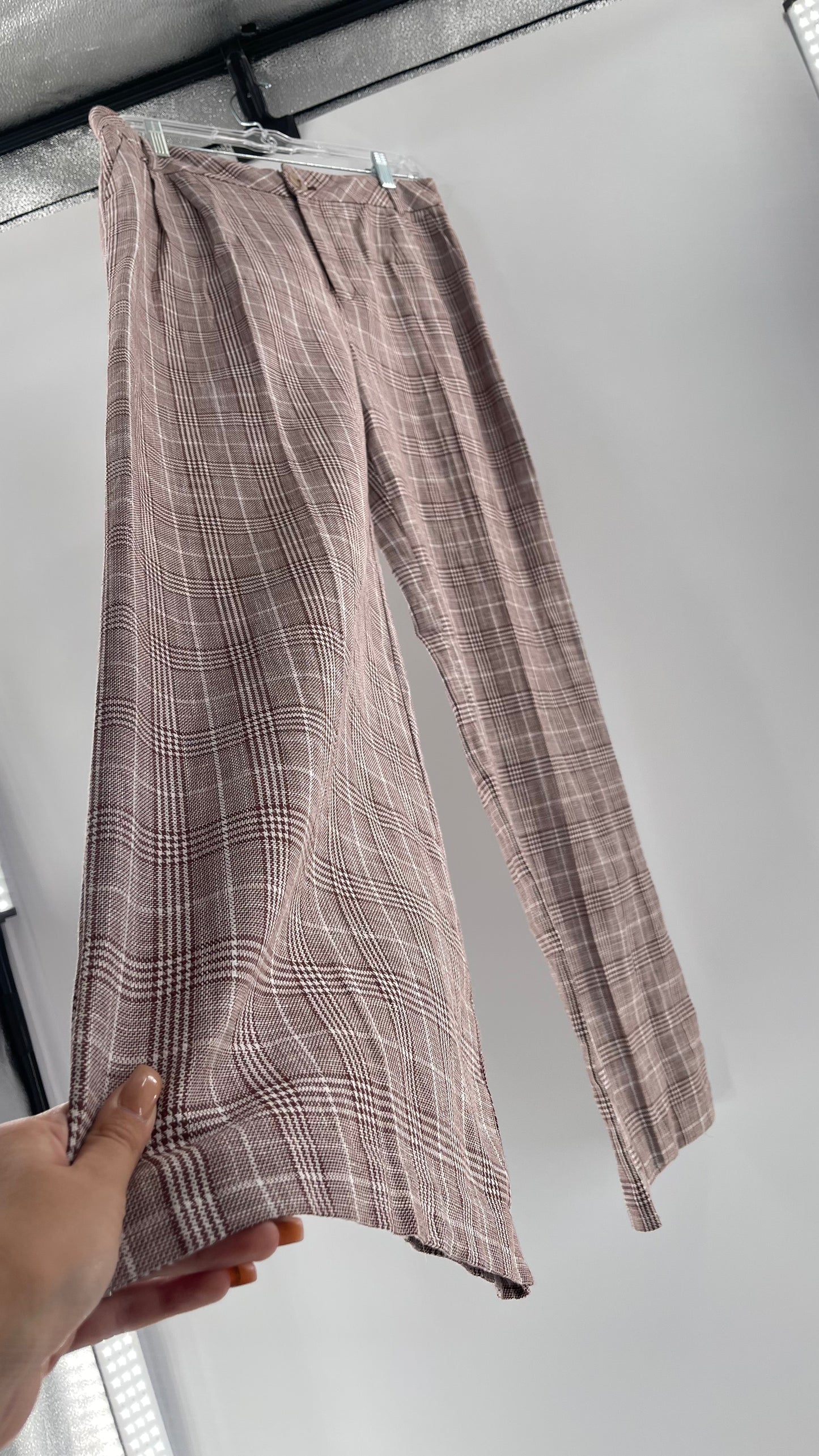 Anthropologie Maeve Brown Plaid Cotton/Linen Trouser (14)