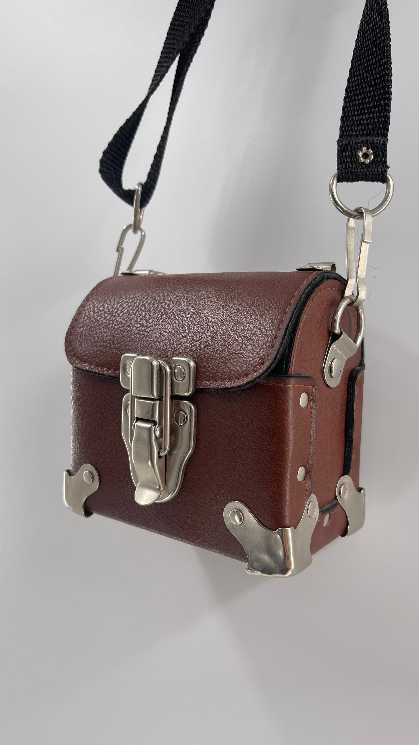 Vintage US Made Brown Leather Trunk Purse
