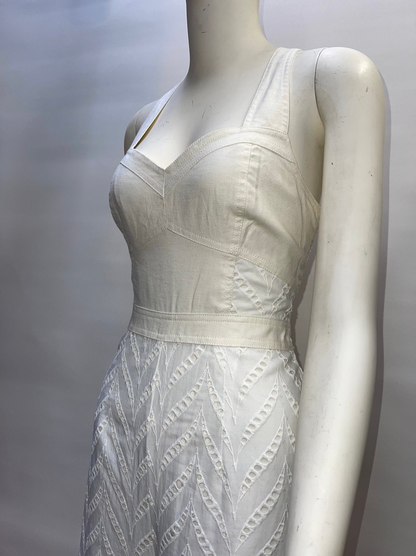 Anthropologie- Ettitwa - Off White Strapless Eyelet Jumpsuit- ( Size 4)