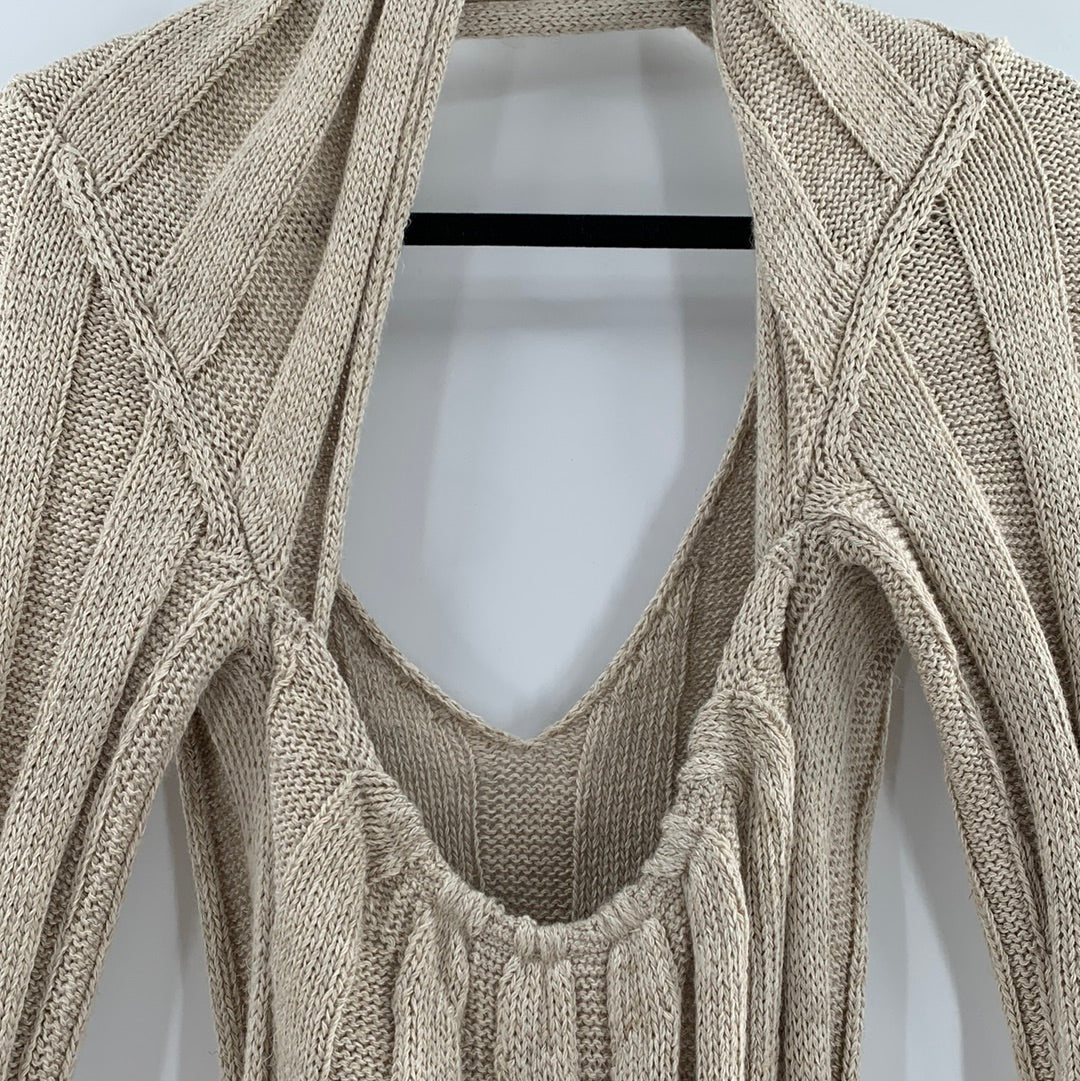 Free People Beach - Beige Knit Ribbed Maxi Dress (Size Medium)