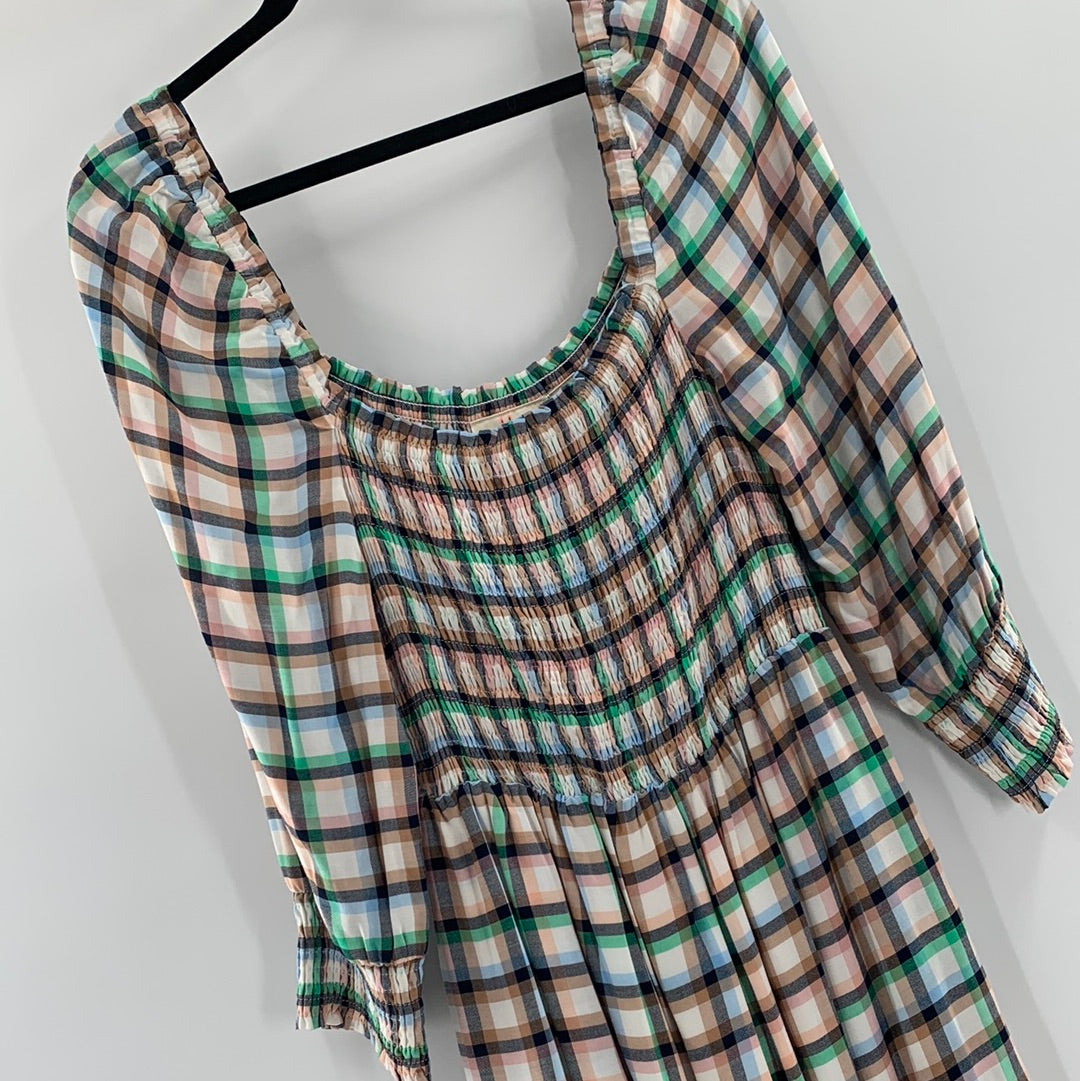 Maeve Anthropologie Plaid Smocked Dress (S)