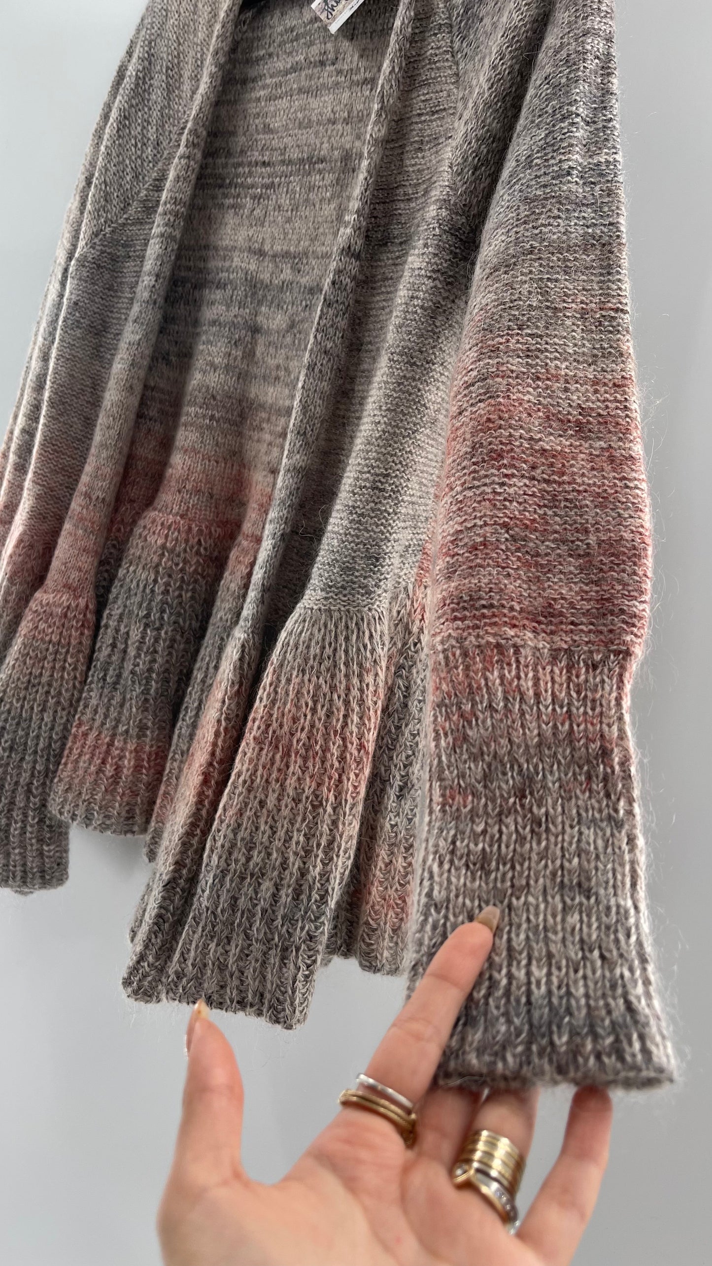 Anthropologie Knitted + Knotted Grey Pink Cardigan (small)