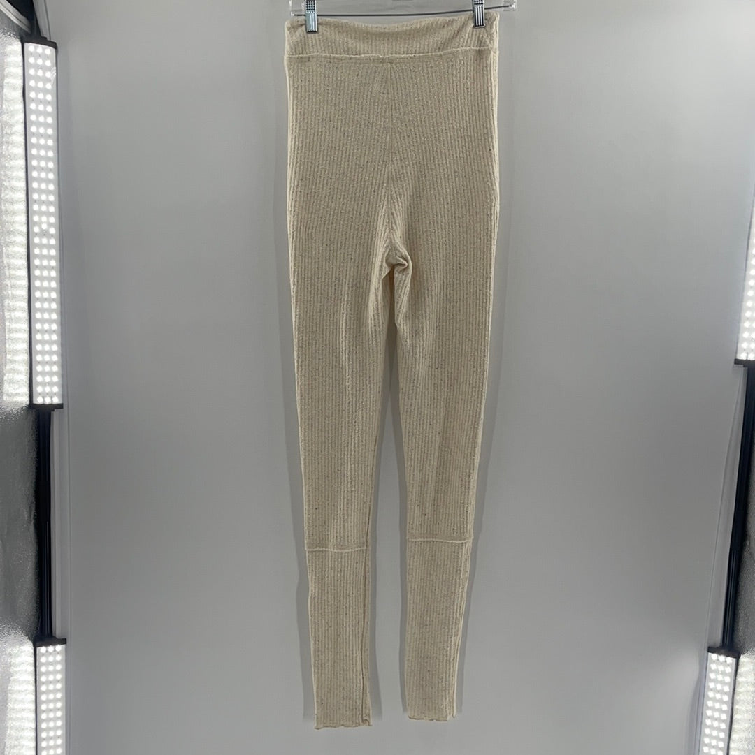 Free People Ribbed Cream Leggings
