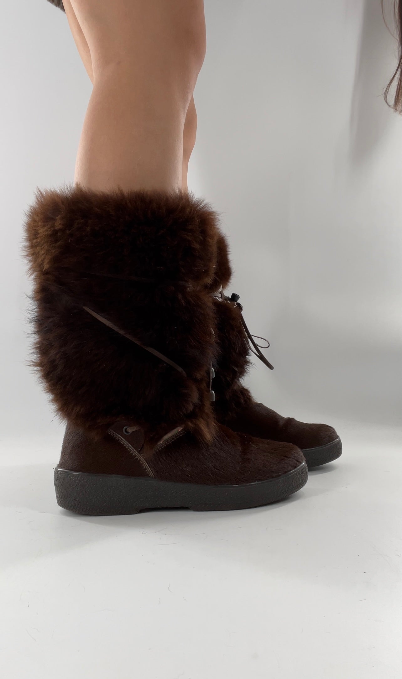 Pajar Vintage Brown Fur Boots - Made In Italy - Size 40