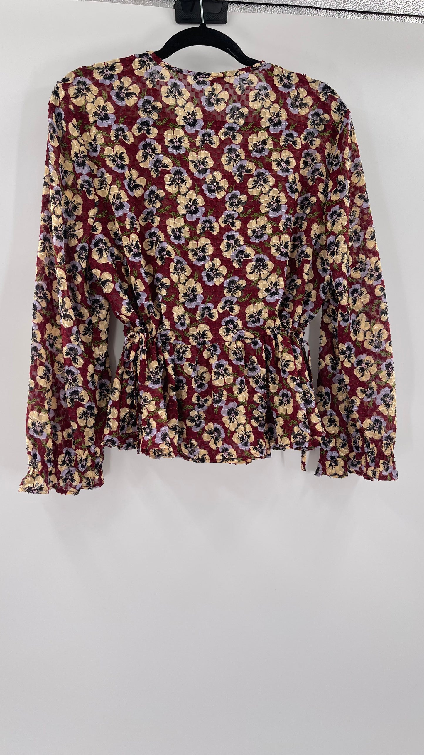 Madewell Burgundy Floral Blouse (Large)