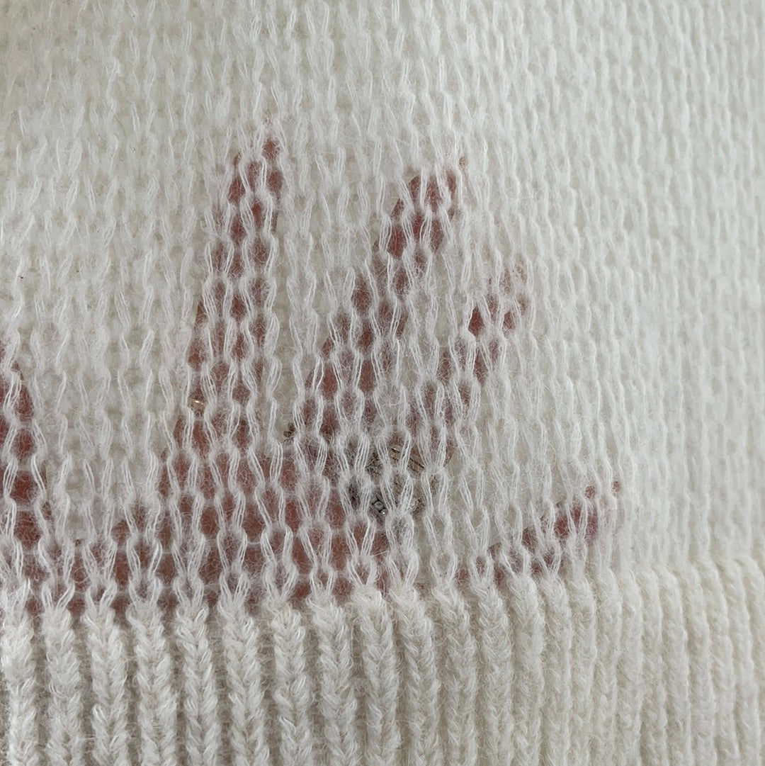 Free People Sheer Knit Off White Sweater (Size Small)
