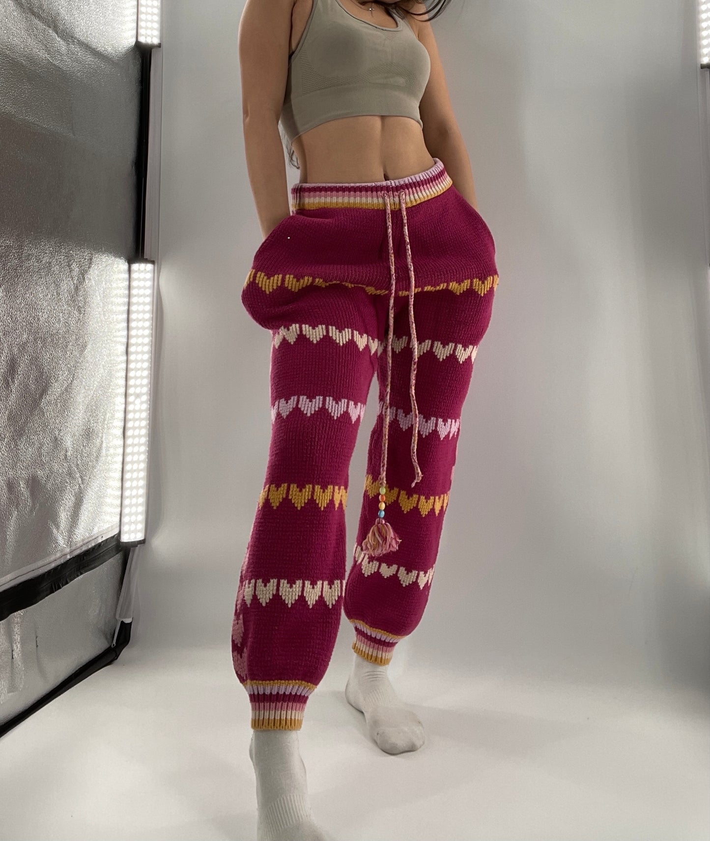 LoveShackFancy Chabela Knit Sweat Pants (Large)