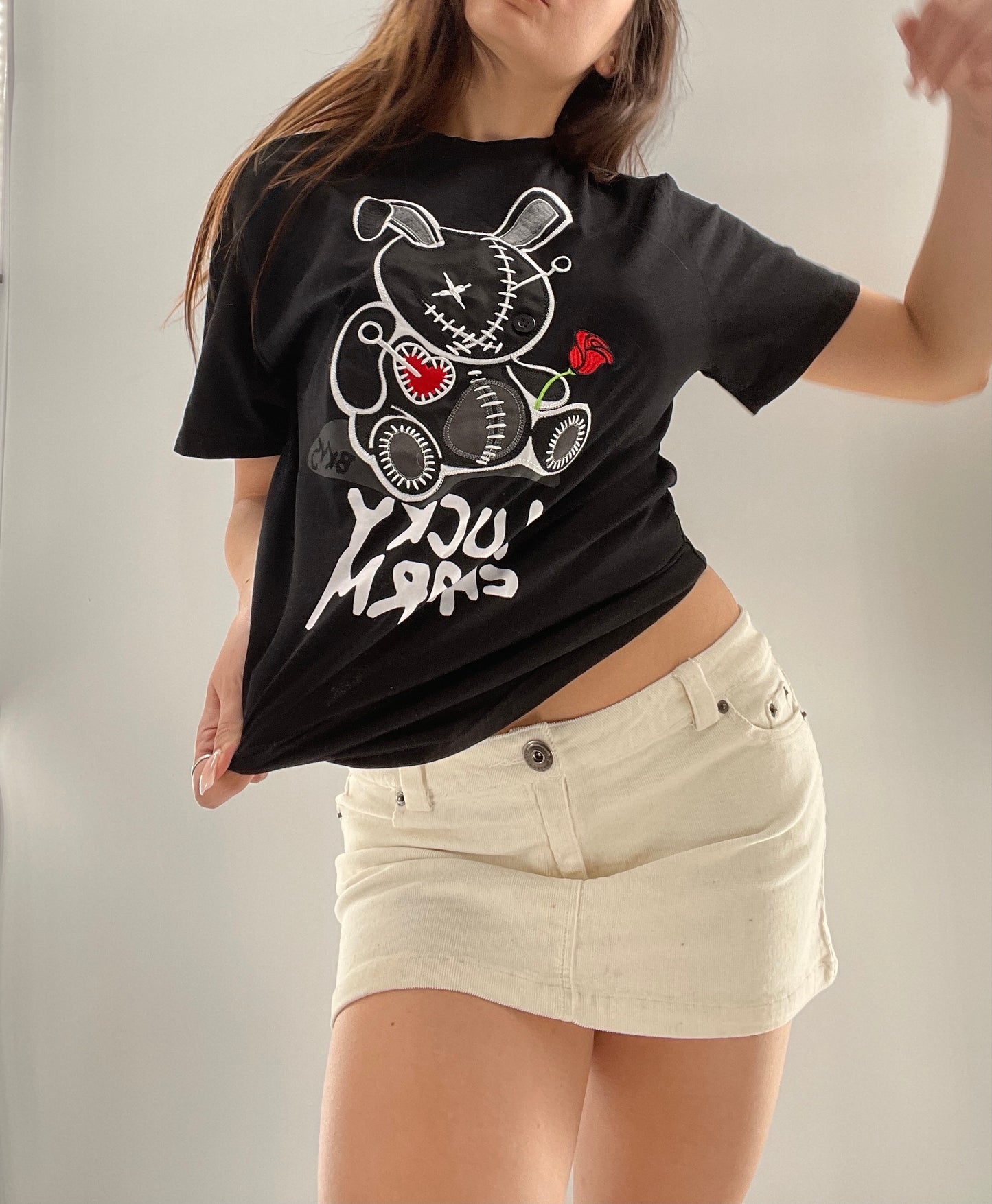 BKYS Black Lucky Charm Stitched Rabbit T (Small)