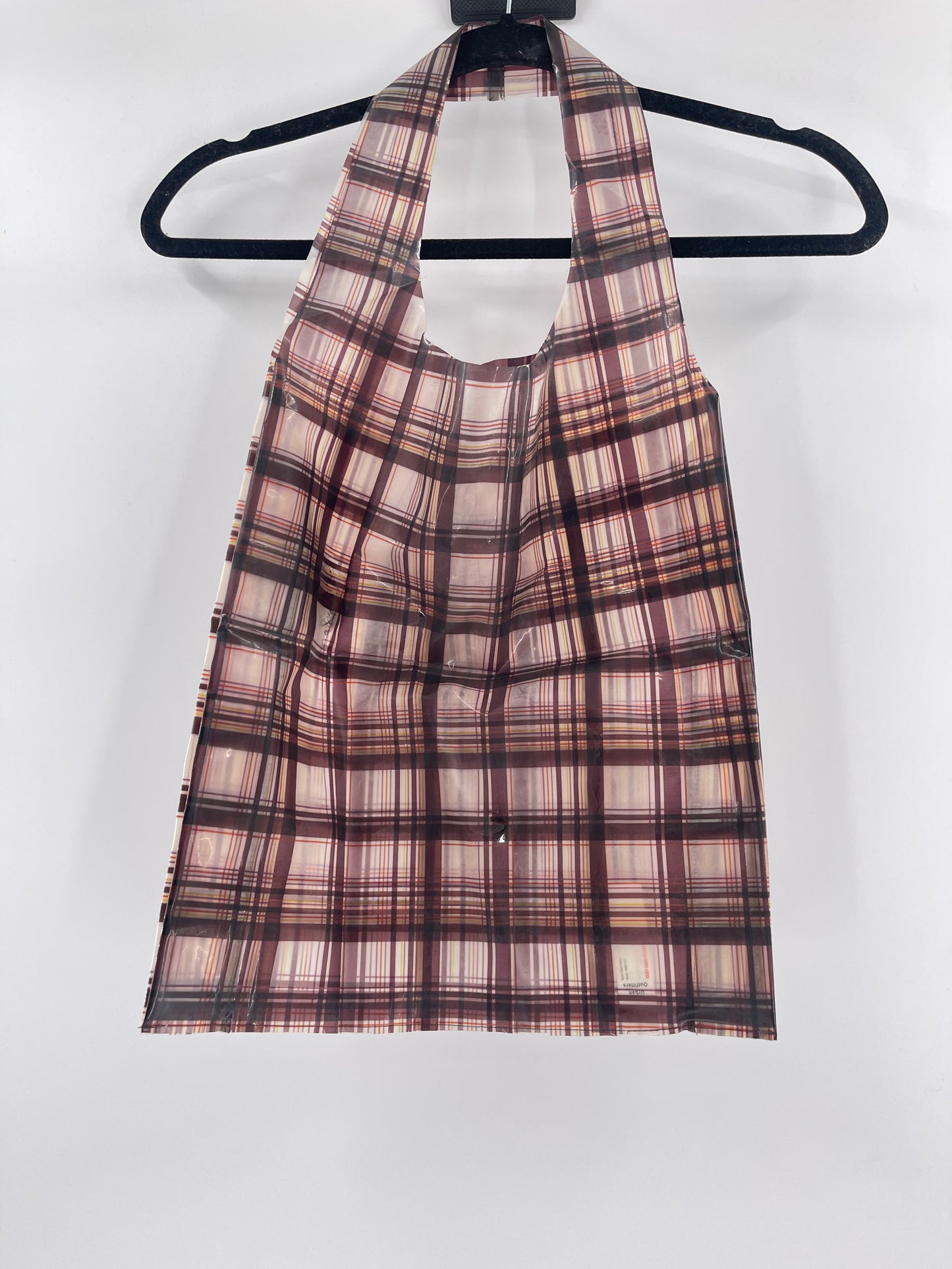 Urban Outfitters plastic plaid tote bag