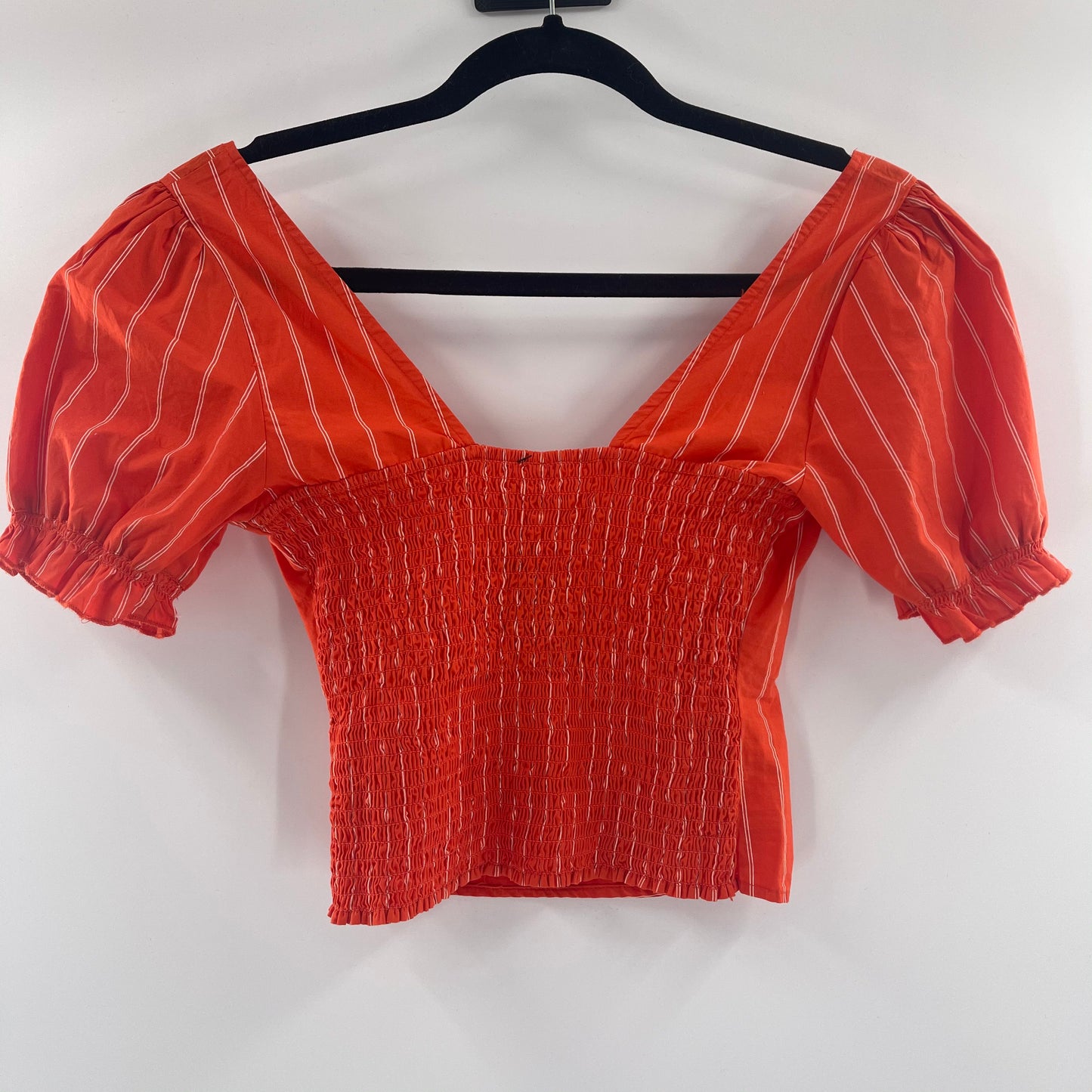 Free People Orange Striped Short Sleeve (XS)