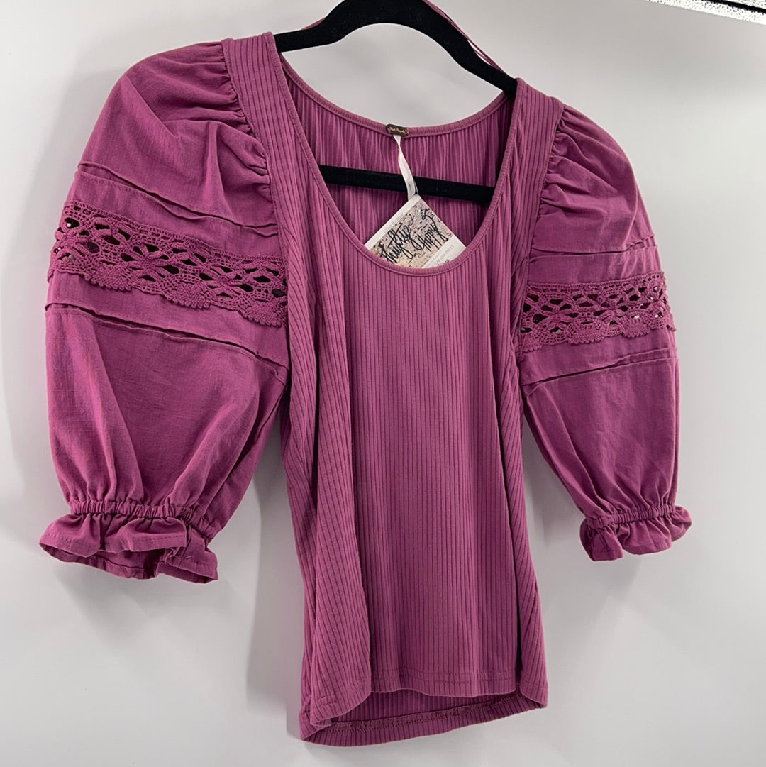 Free People Purple Puff Sleeve (XS)