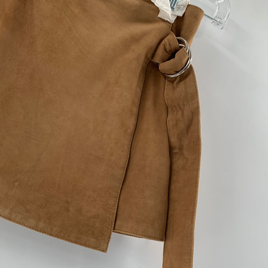 Free People Genuine Suede Tan Mini Skirt (Size XS)
