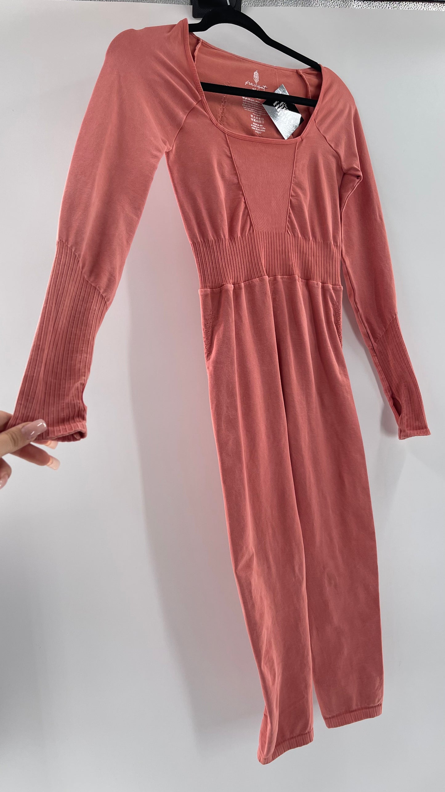 Free People Movement Pink Elastic Good Karma Jumpsuit (M/L)