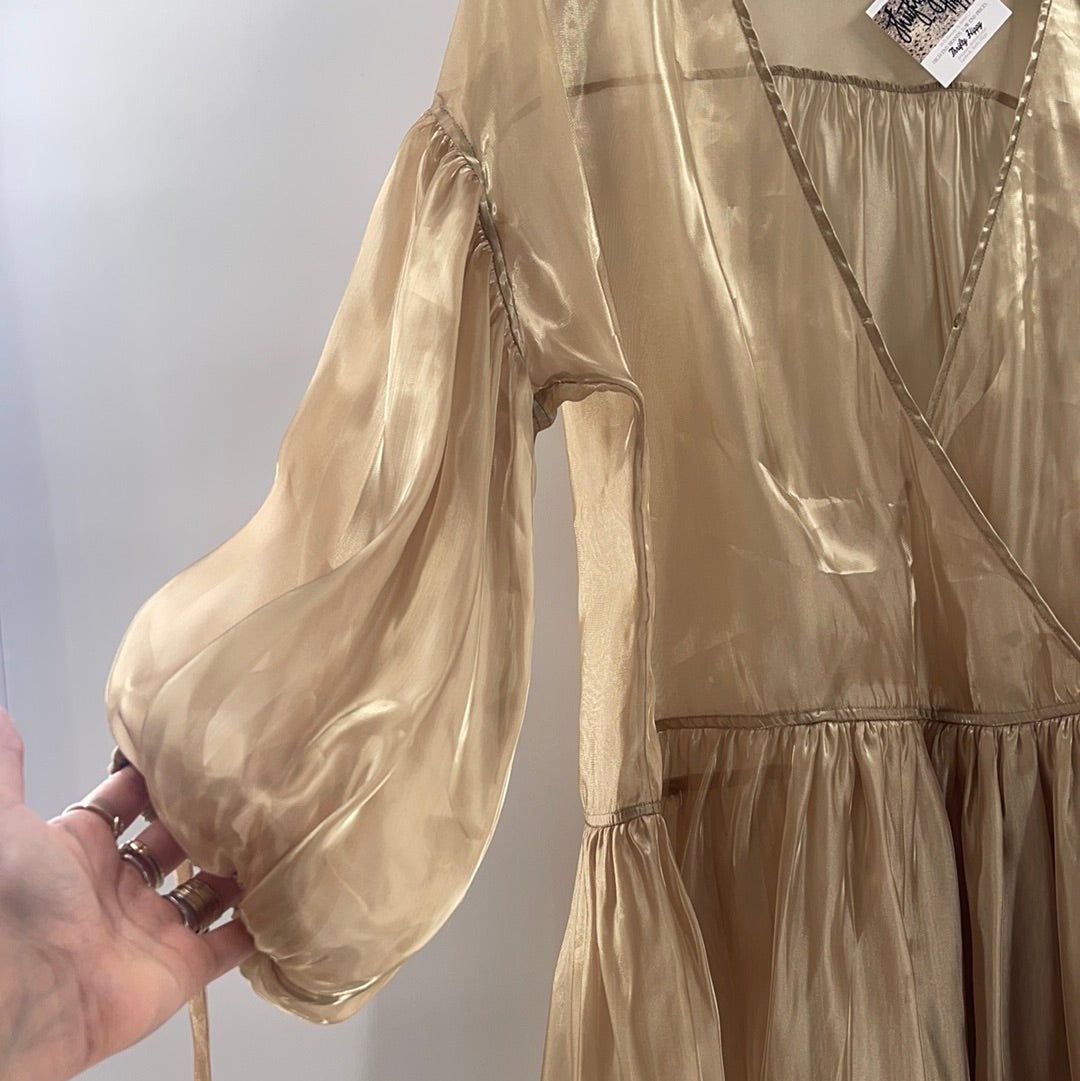 Free People Liquid Gold Organza Dress (M) – The Thrifty Hippy Free People Liquid Gold Organza Dress (M) – The Thrifty Hippy