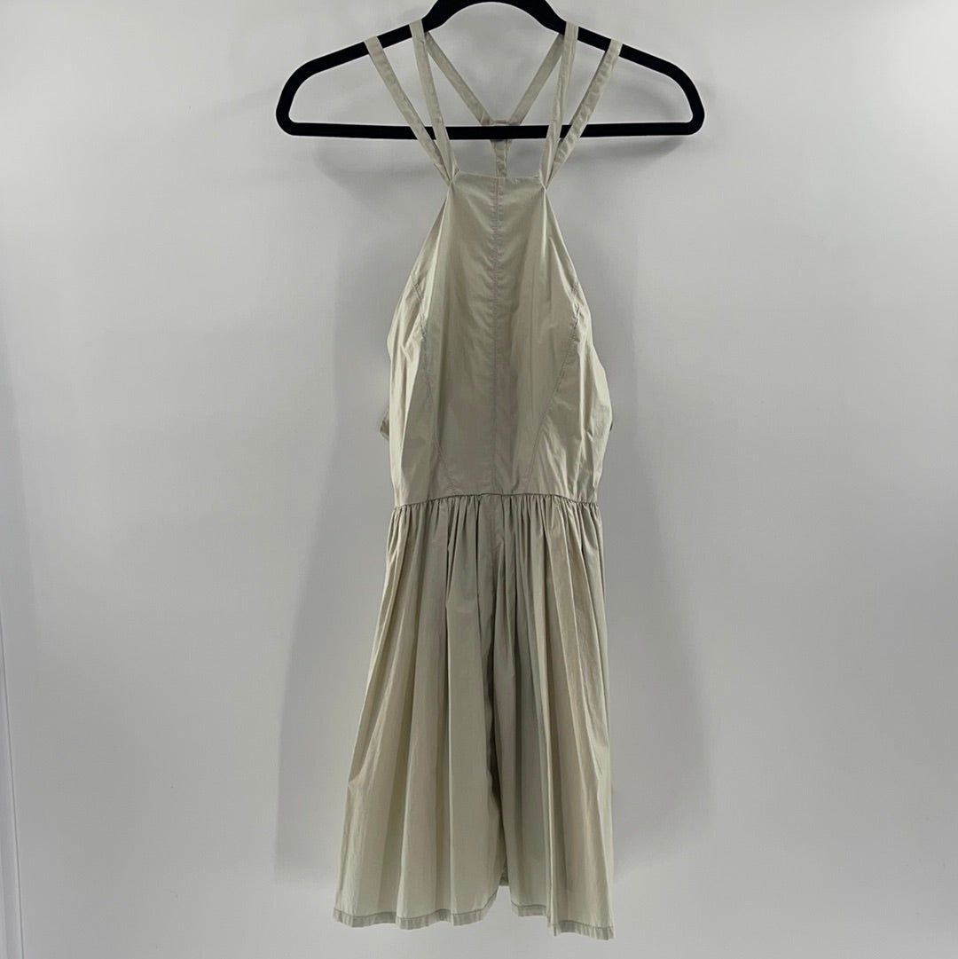 Kimchi Blue - Open Back Light Green Pleated Waist Down Mini Dress (Size 6)