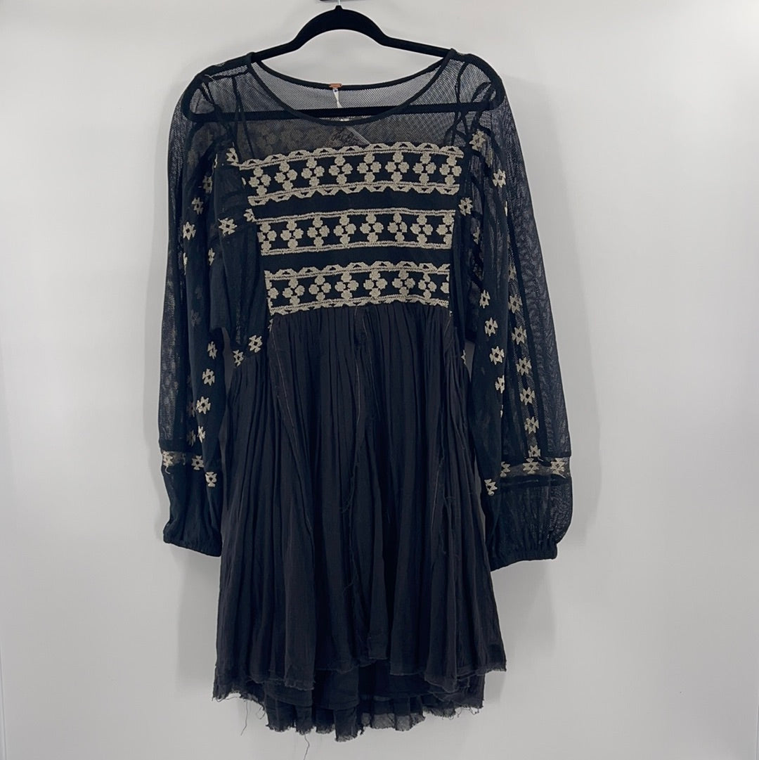 Free People Mesh Embroidered Dress (XS)