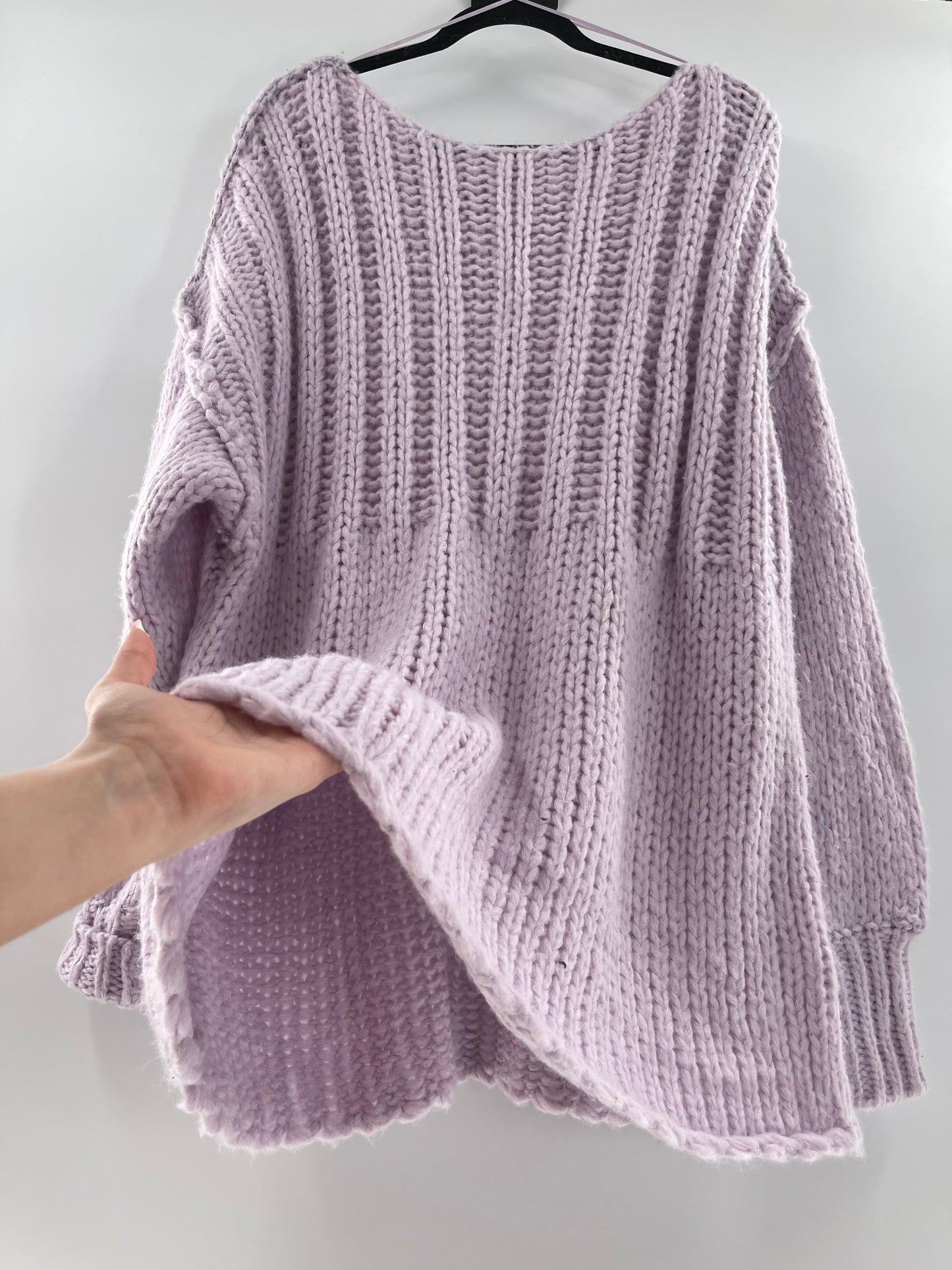 Free People Chunky Knit Lilac/Lavender Sweater (Medium)