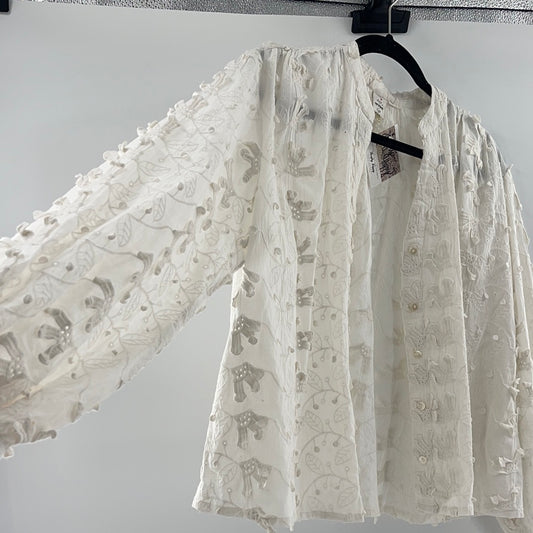 Seen worn kept textured lace blouse (6)