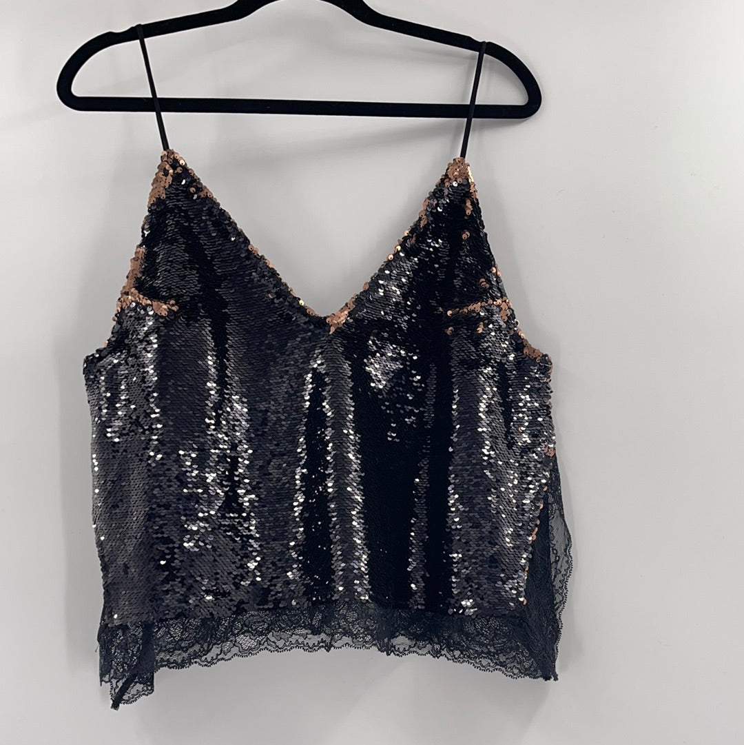 Intimately Free People Black Sequin Tank (S)