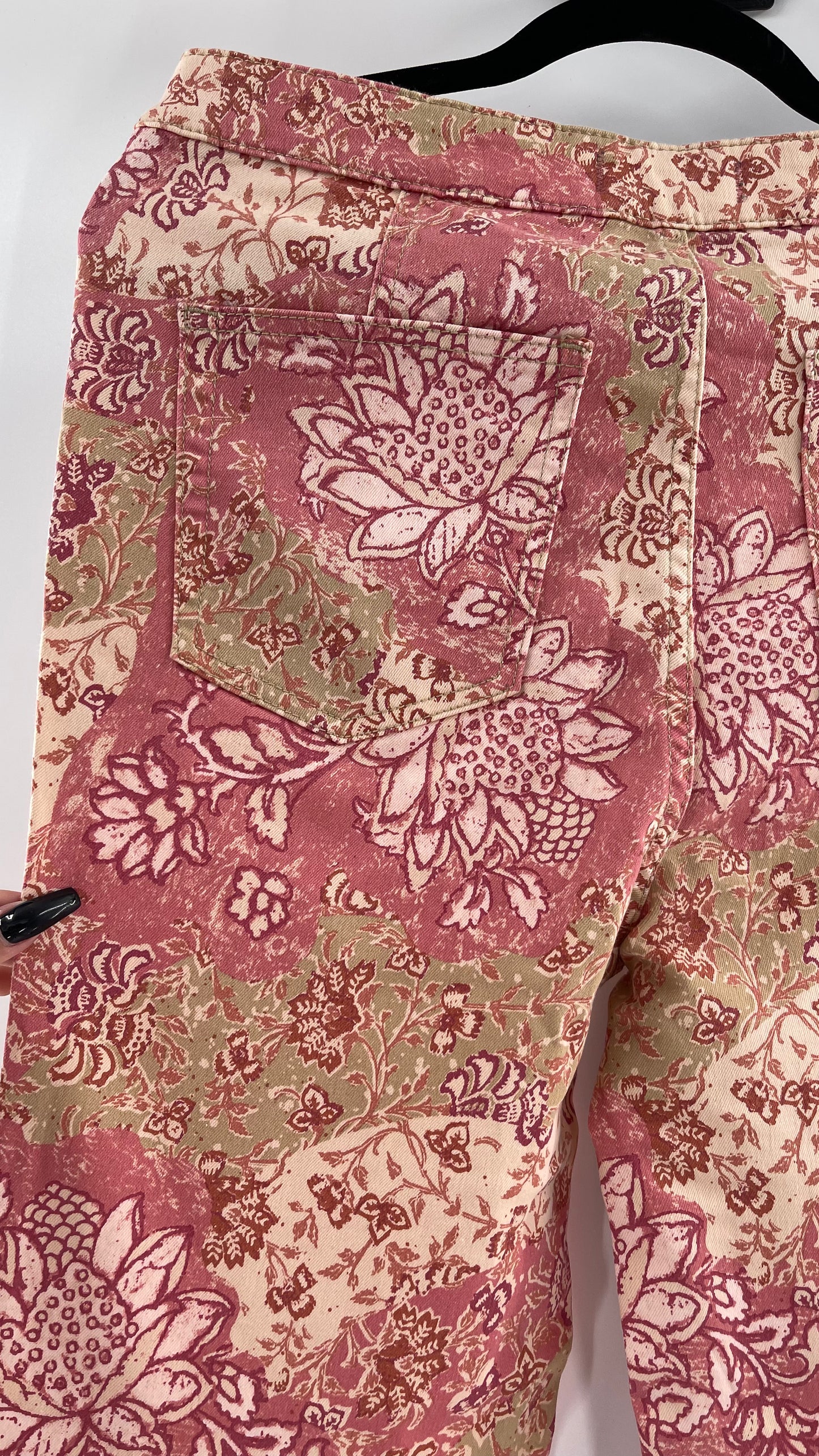 Free People Youthquake Pink Floral Flare Bell Bottoms (30)