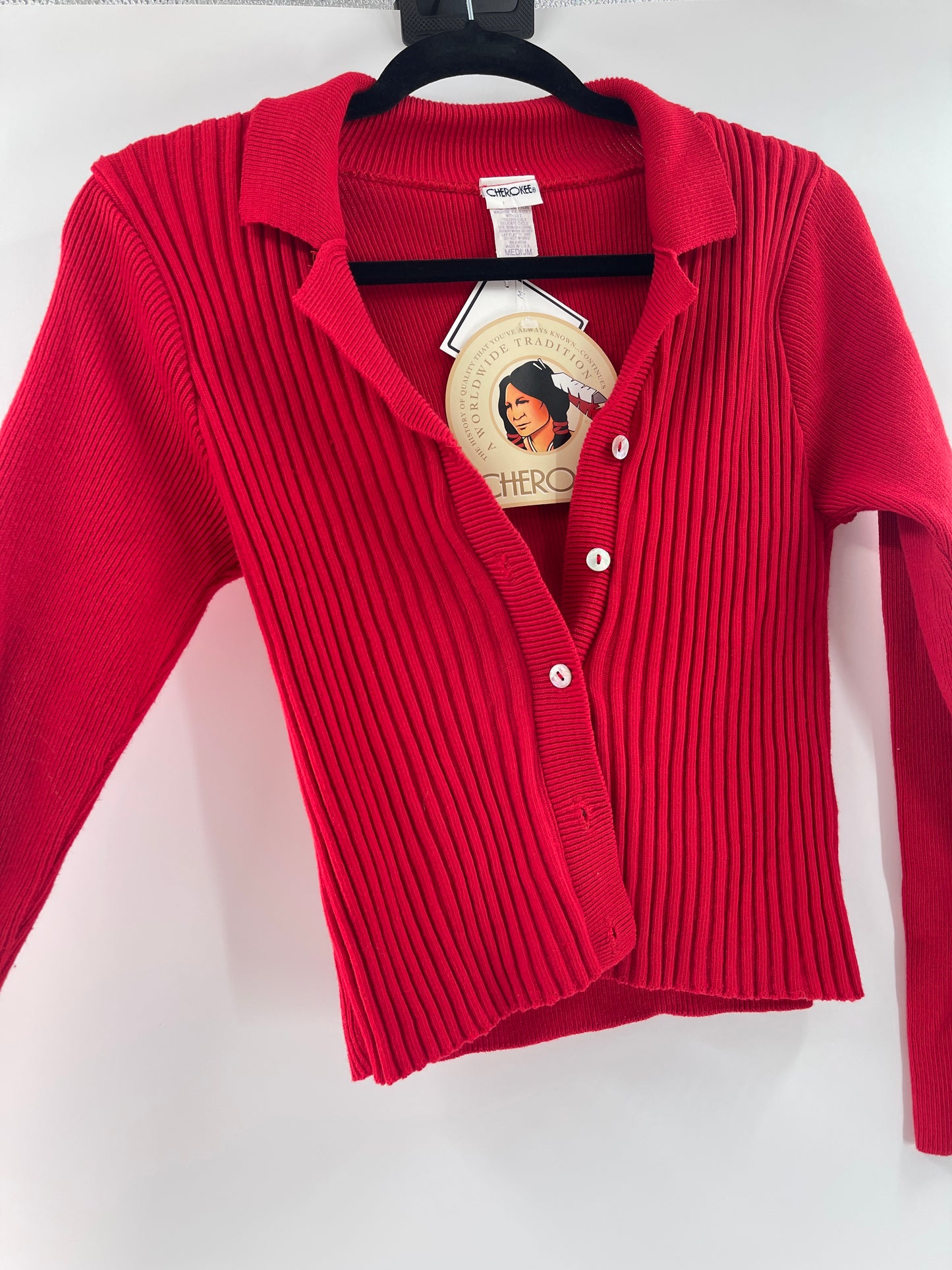 Deadstock Vintage Cherokee Ribbed, Collared, Buttoned Top (Medium)