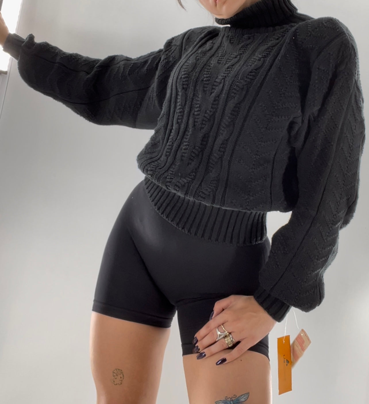 Deadstock Vintage Black Cableknit LizSport Sweater