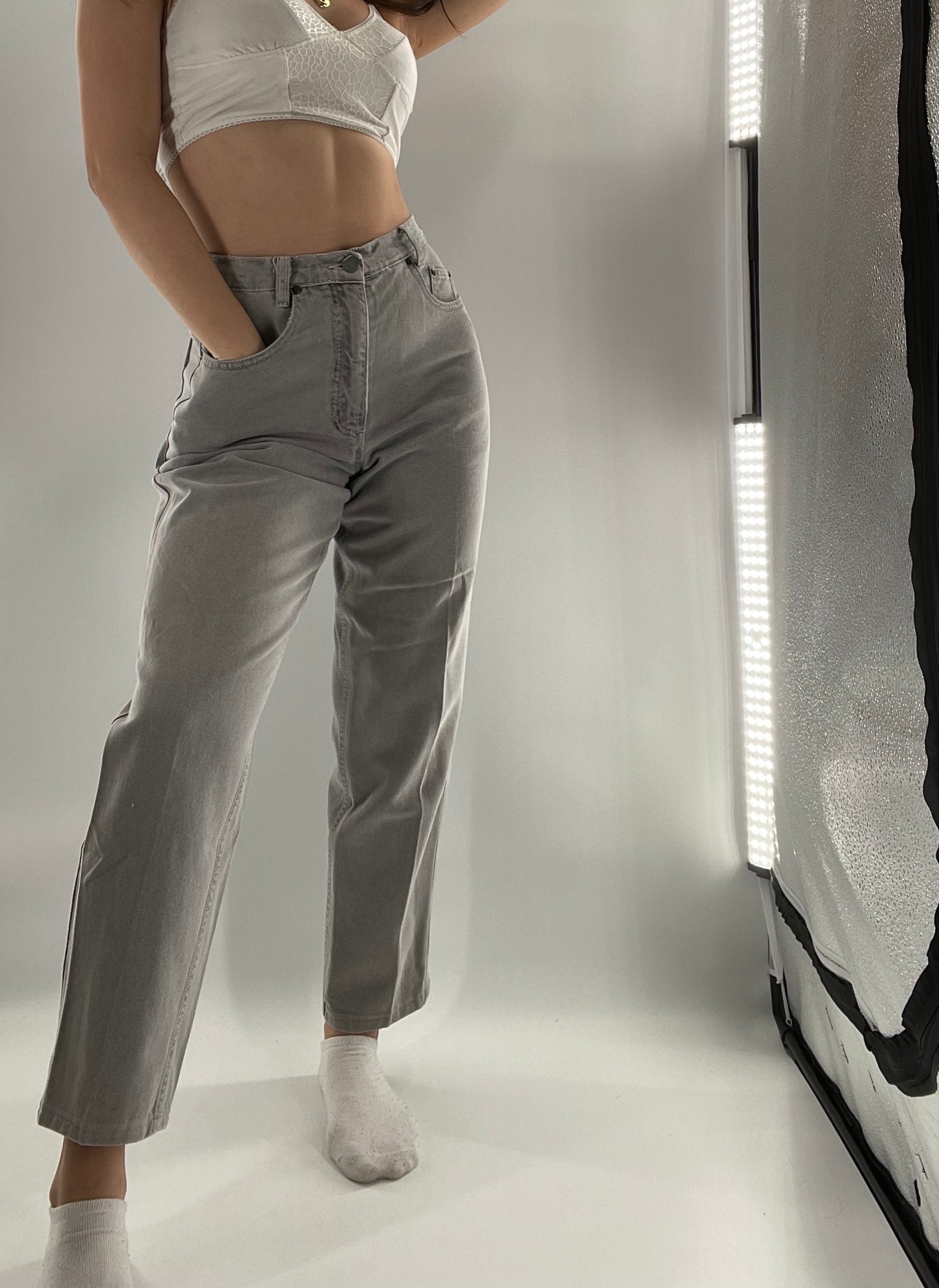 Vintage Democracy High Waisted Grey Jeans (6)