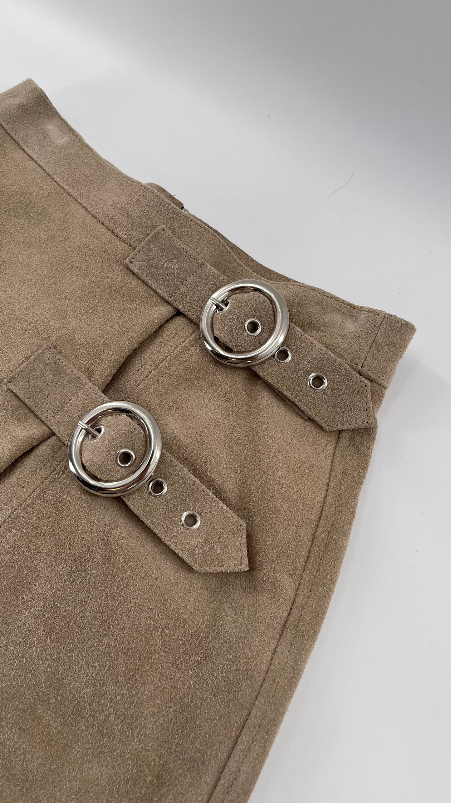 Free People Understated Genuine Suede Light Tan