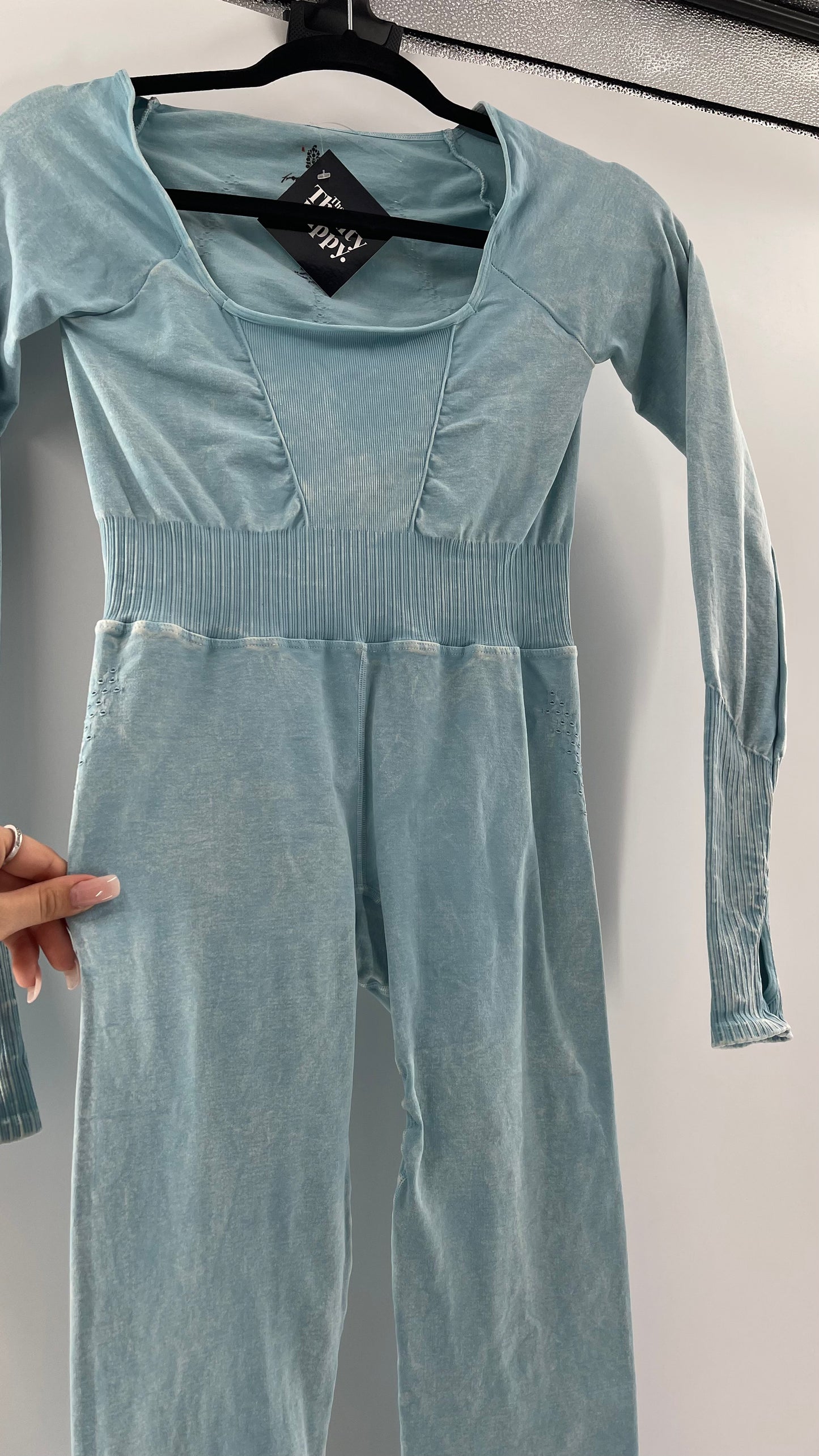 Free People Movement Baby Blue Elastic Good Karma Jumpsuit (M/L)