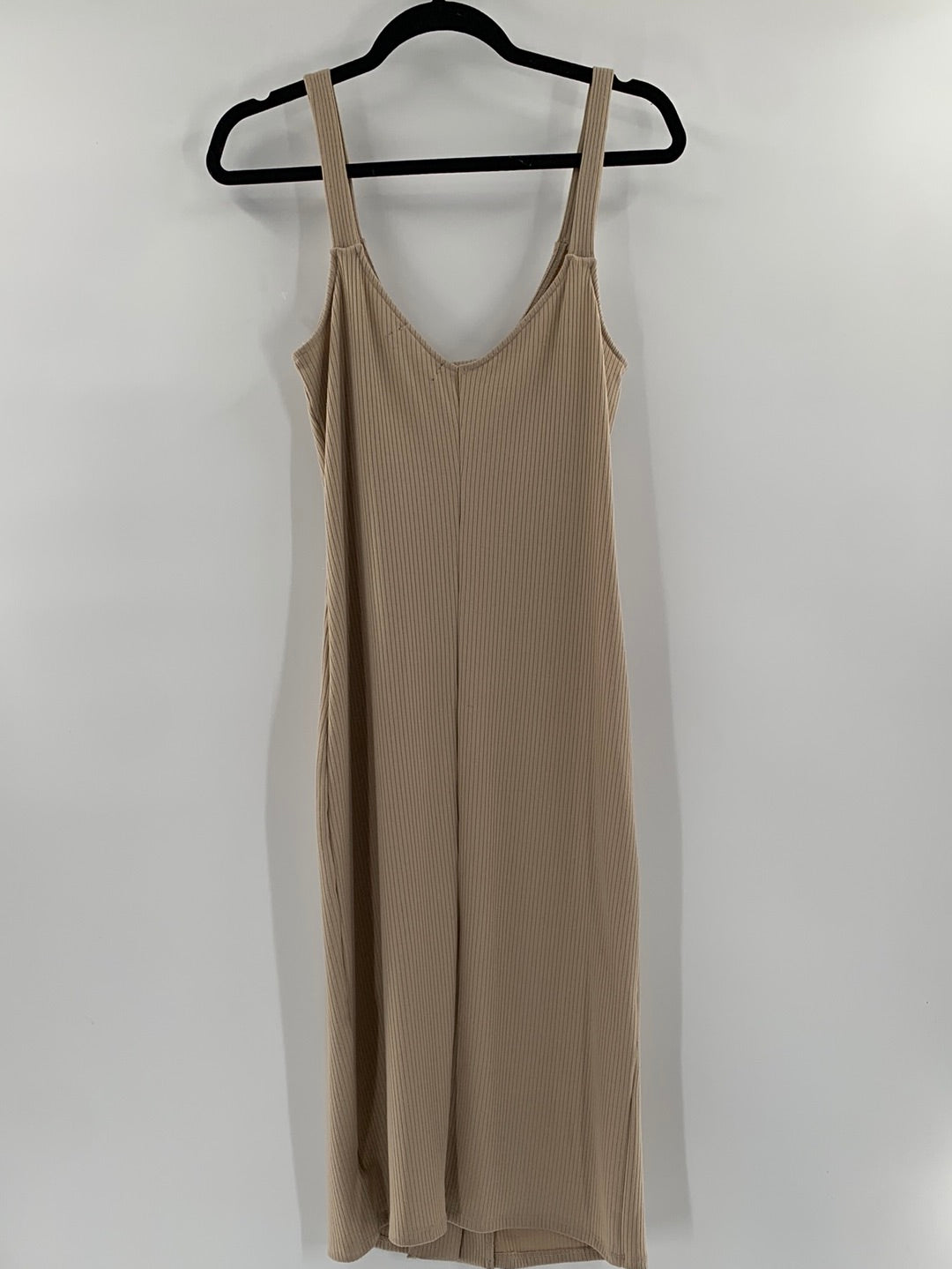 Urban Outfitters Ribbed Knit Beige MIDI Sleeveless Big Buttons Front Dress (Size M)