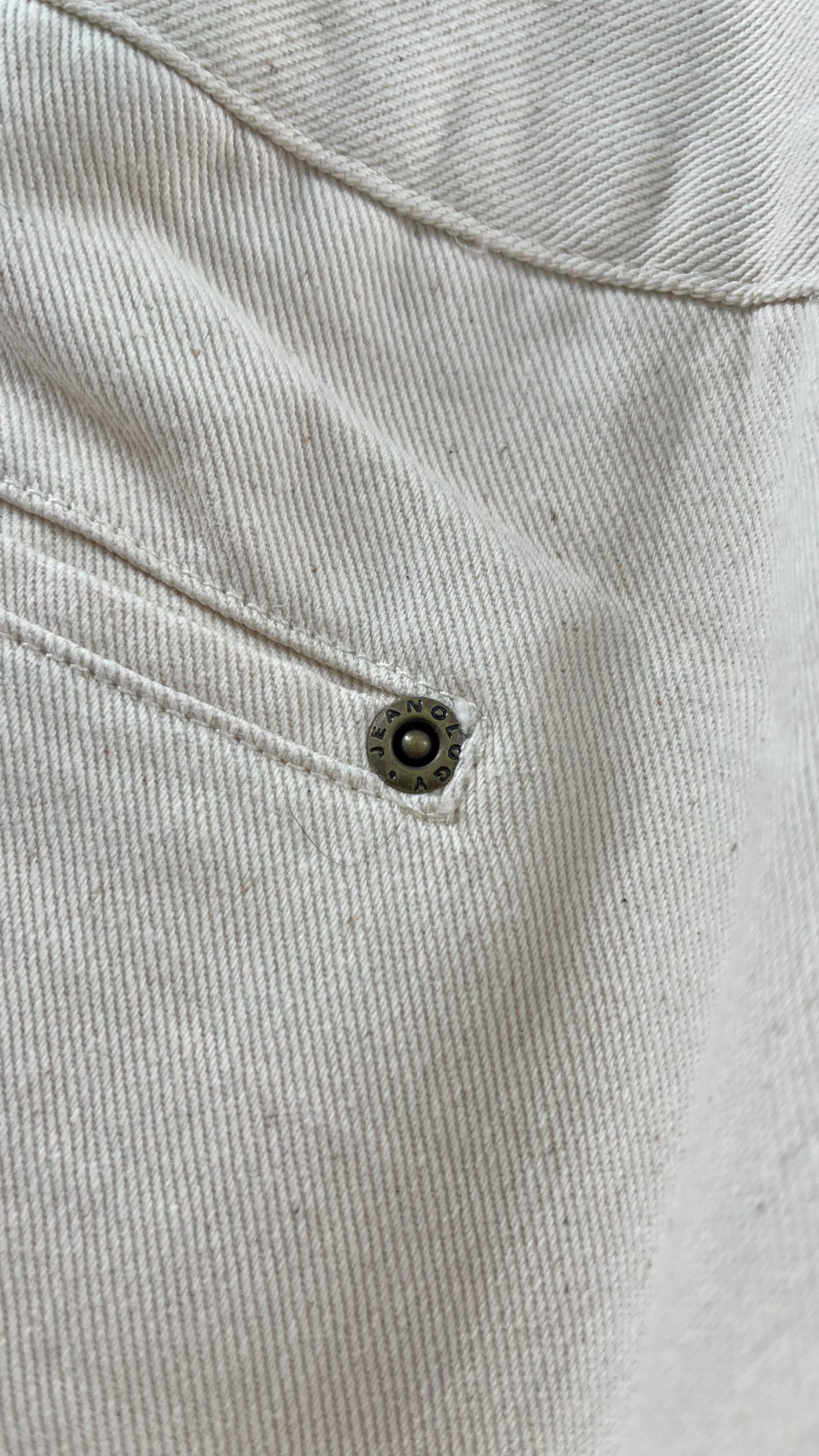 Vintage Jeanology Beige Raw Edge Hem Flare Jeans (16)