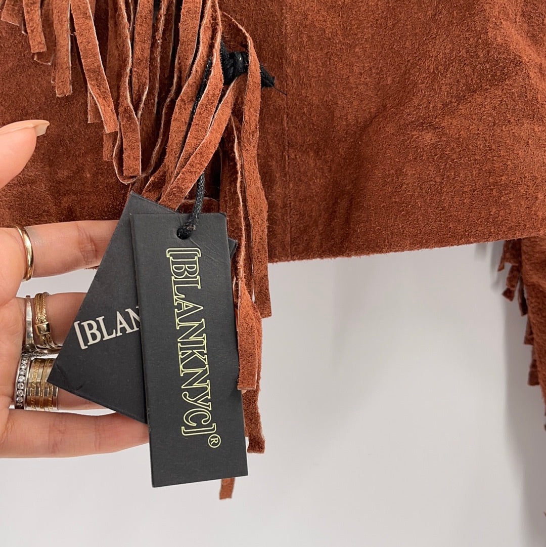 Anthropologie- Blank NYC - Cedar Cropped Suede Fringed Jacket With Front Buttons (Size S) *WITH TAGS*
