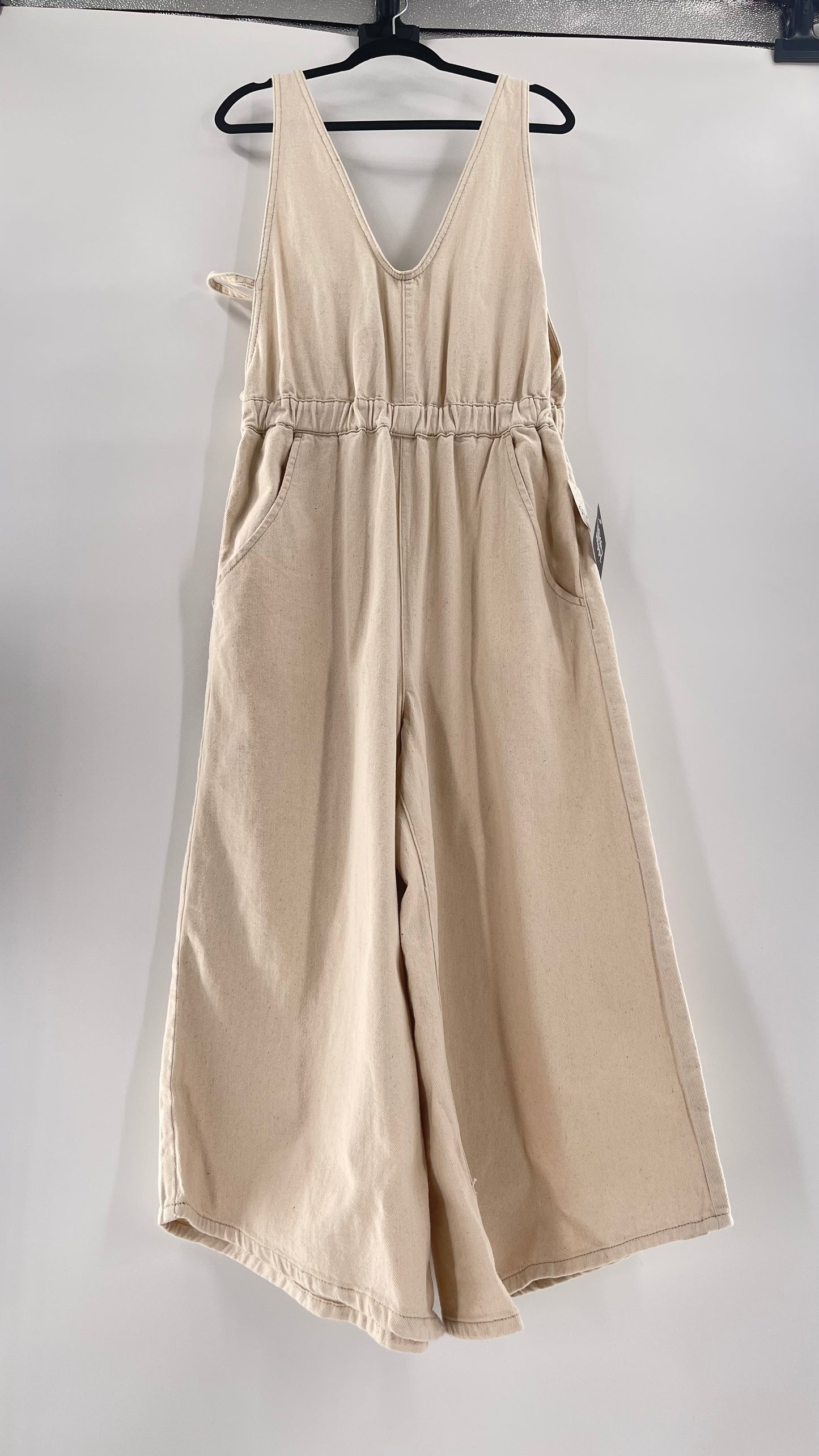 Free People Alora Wide Leg Denim Jumpsuit (XL)