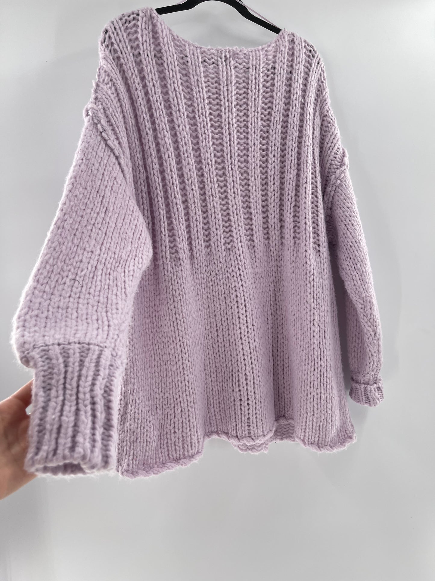 Free People Chunky Knit Lilac/Lavender Sweater (Medium)