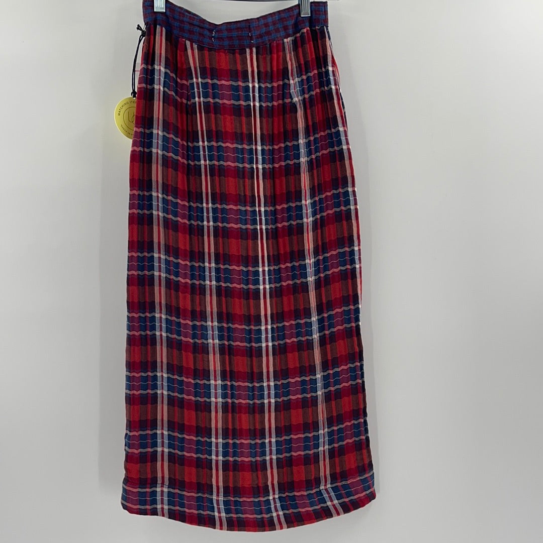 Urban Outfitters - Top to Bottom Button Down - Plaid Red Skirt (Size Small)