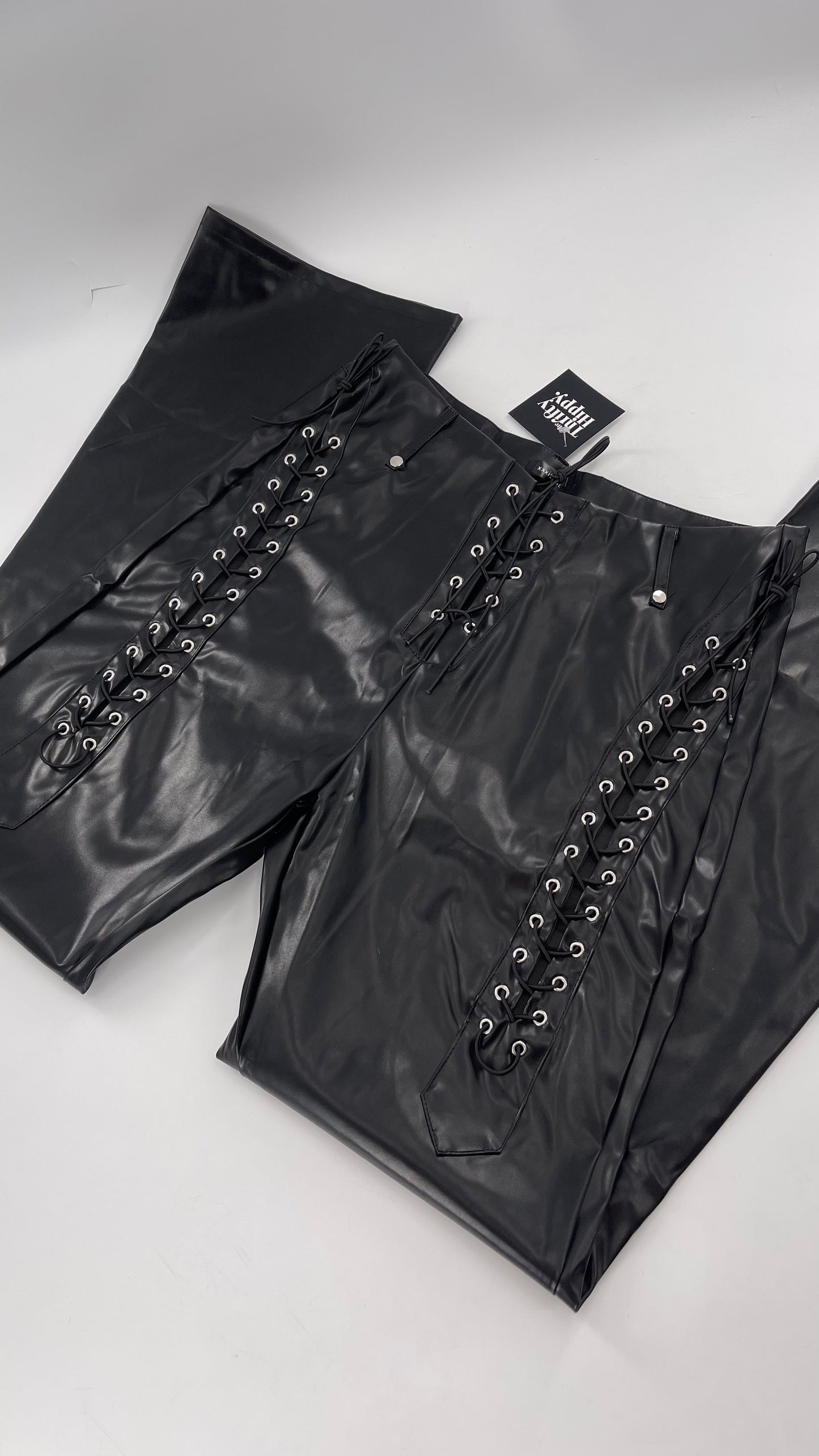 XXXiticat Faux Leather Straight Legs with Lace Up Details (XL)