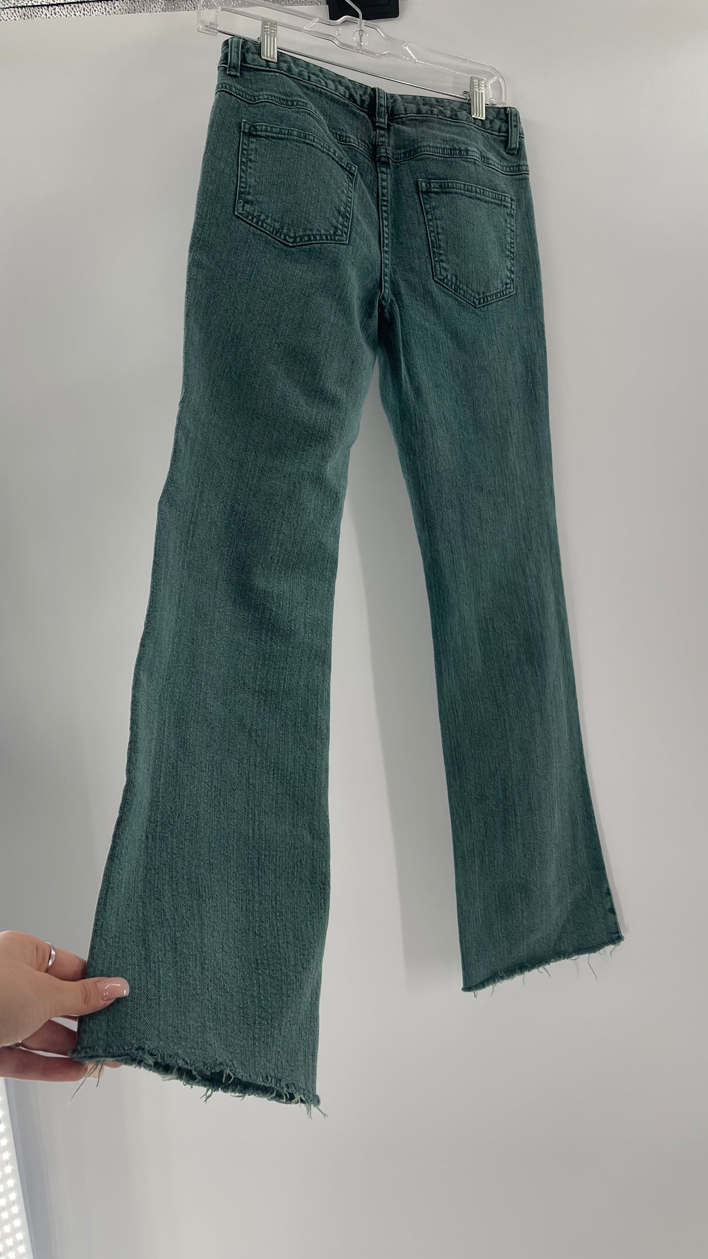 Jeanology Mid Rise Faded Teal Straight Legs (4)