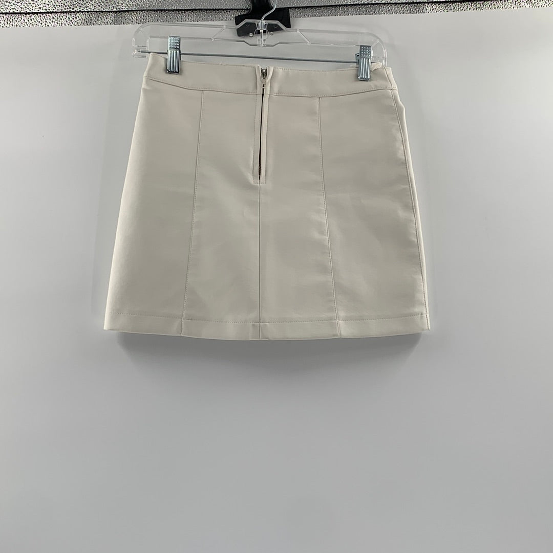 White Vegan Leather Mini Skirt (SzS)