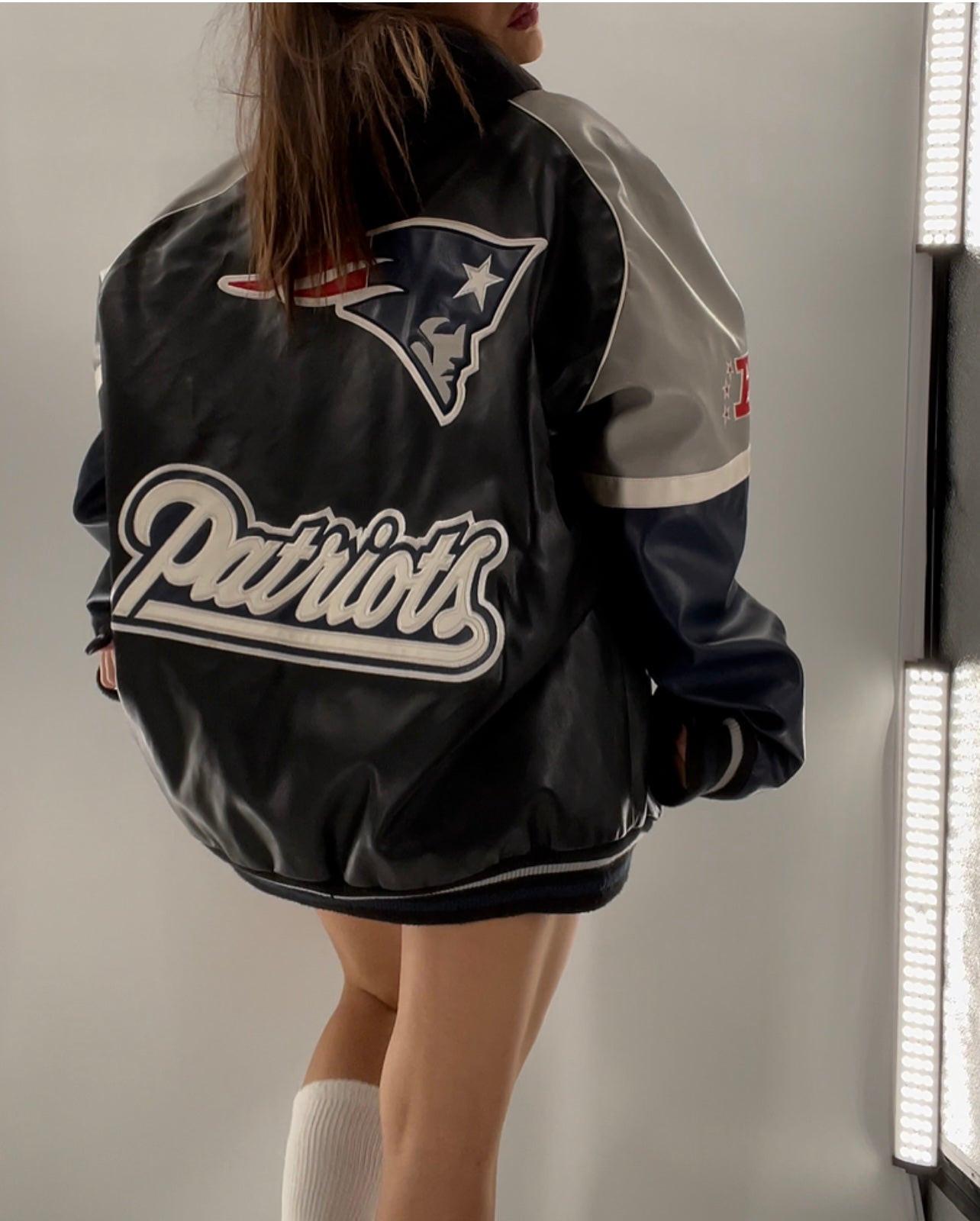 Patriots Leather Logo Bomber (XXL)