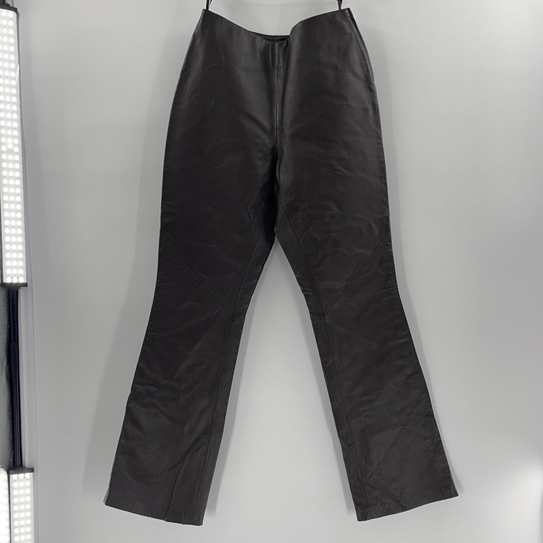 Vintage Spiegel Brown Leather Flares (Sz8)