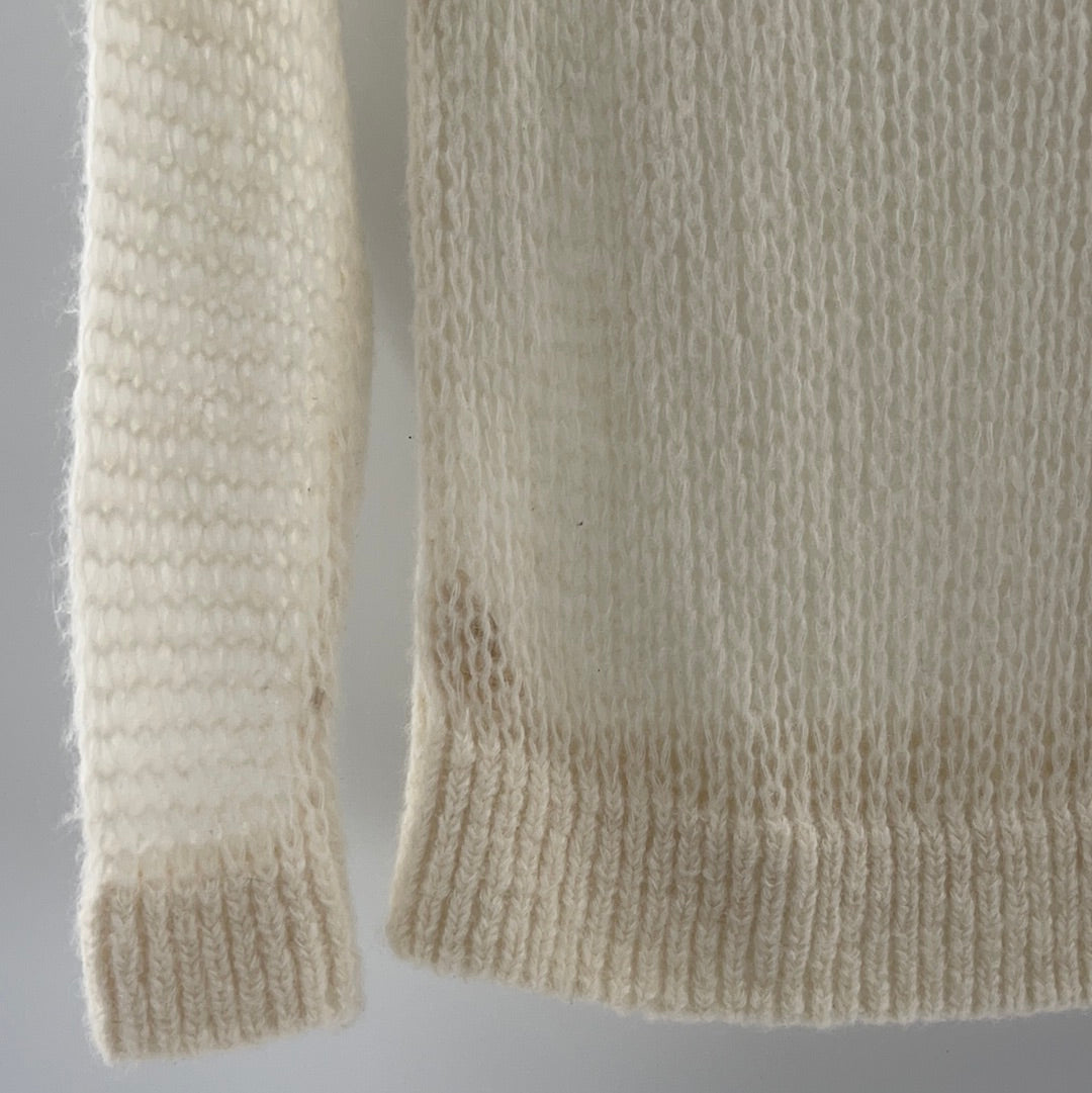 Free People Sheer Knit Off White Sweater (Size XS)