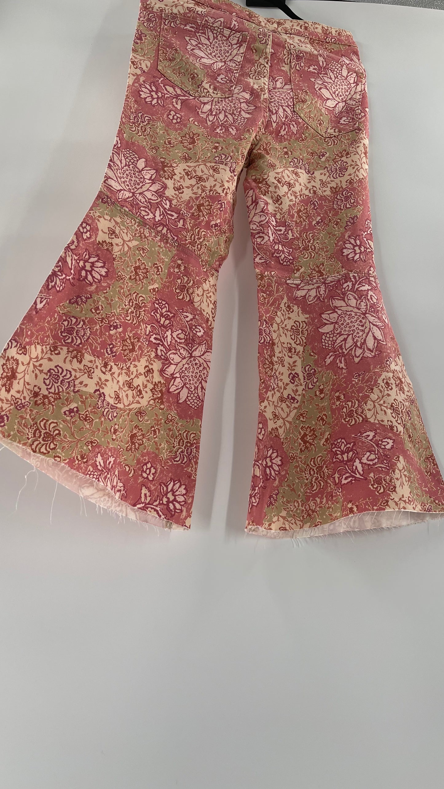 Free People Youthquake Pink Floral Flare Bell Bottoms (30)