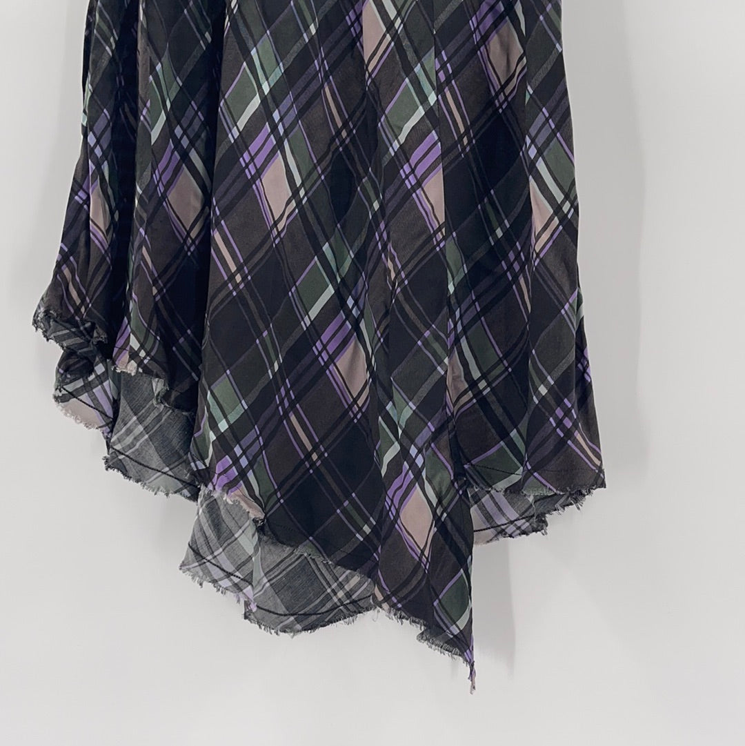 Nation Anthropologie Purple + Green Plaid Skirt (Size Small)