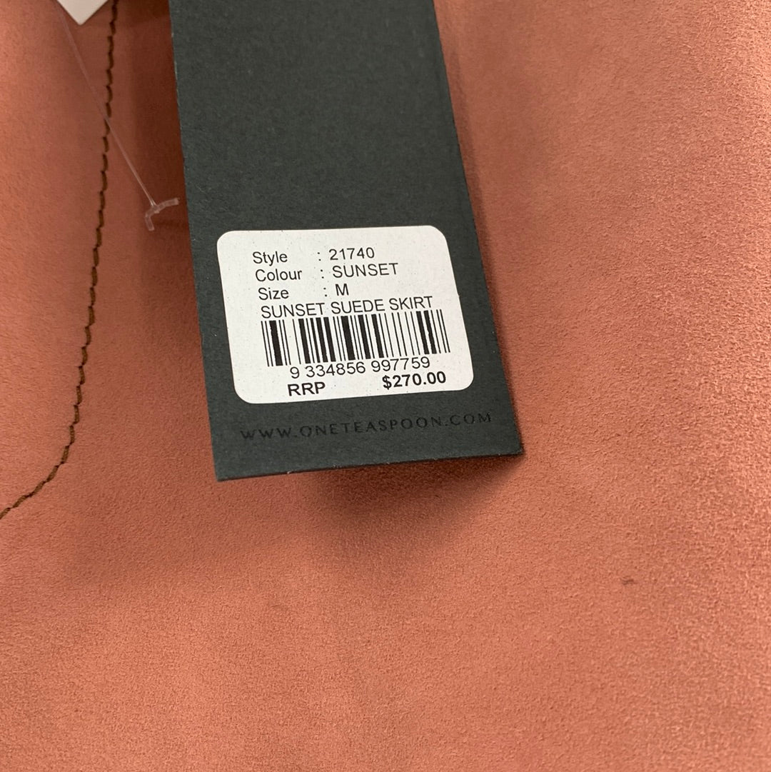 Anthropologie- ONETEASPOON- Peach Suede Mini Skirt ( Size M)