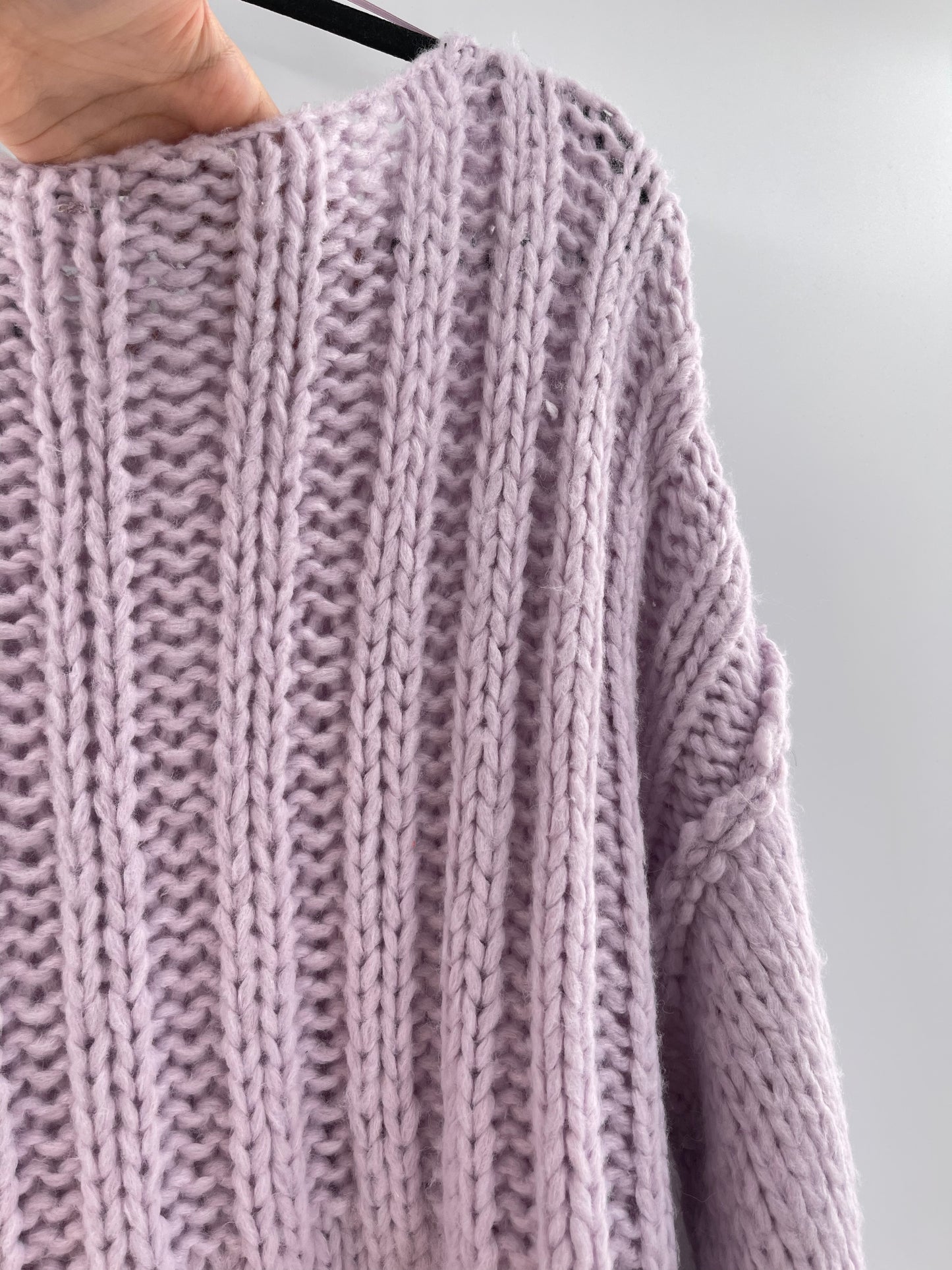Free People Chunky Knit Lilac/Lavender Sweater (Medium)