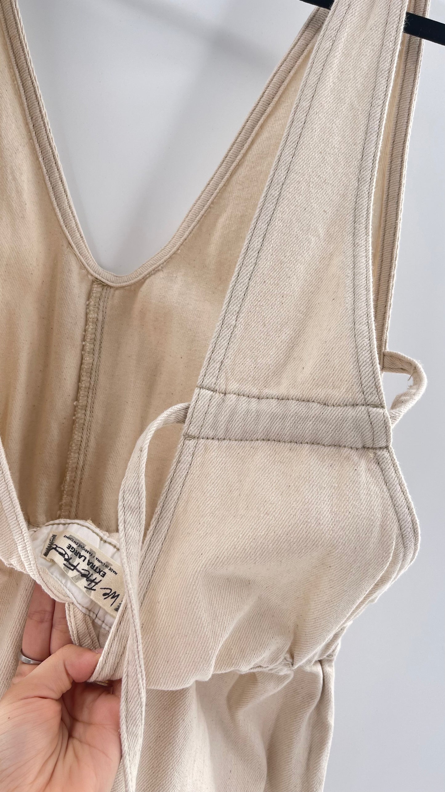 Free People Alora Wide Leg Denim Jumpsuit (XL)